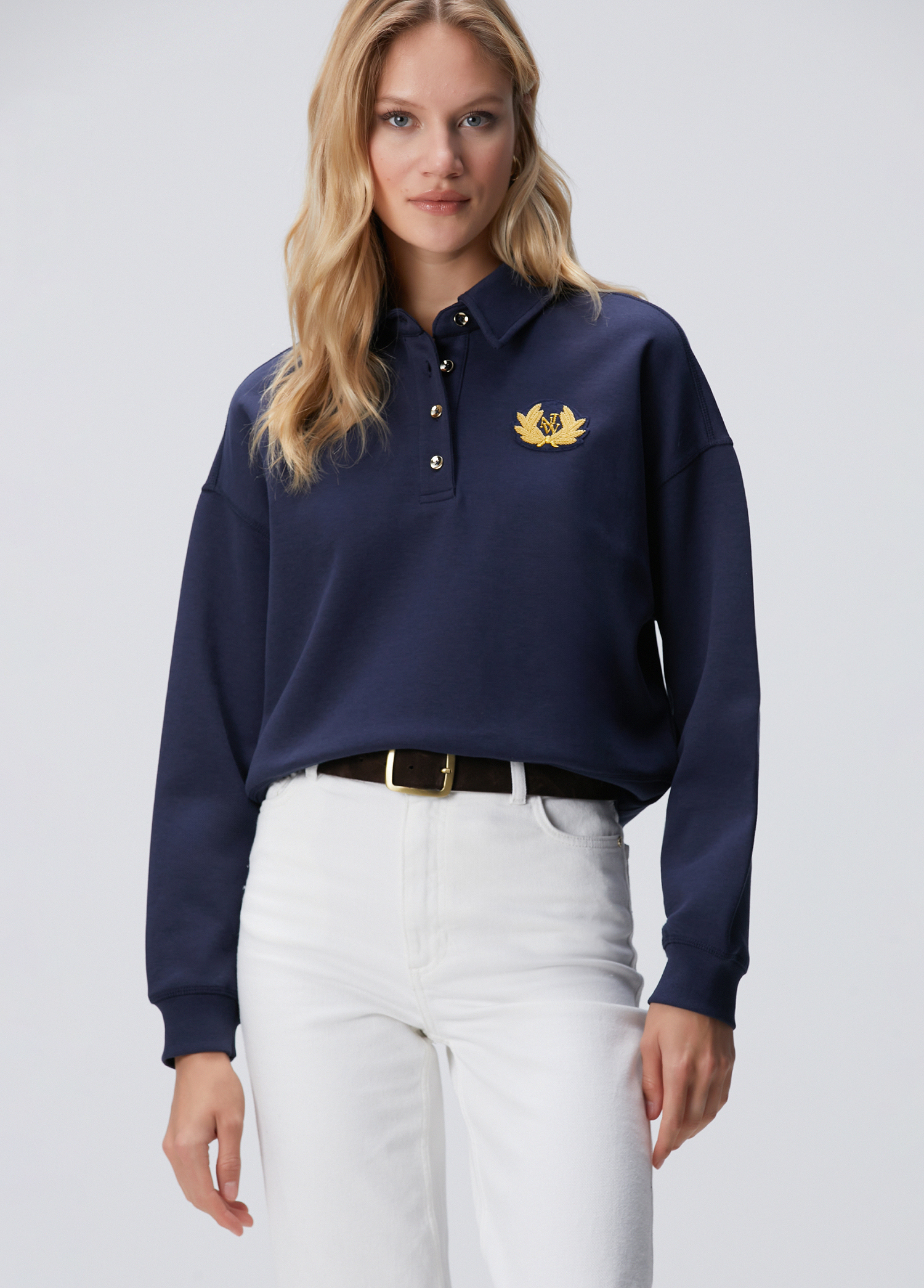 Lacivert Patch Detaylı Sweatshirt