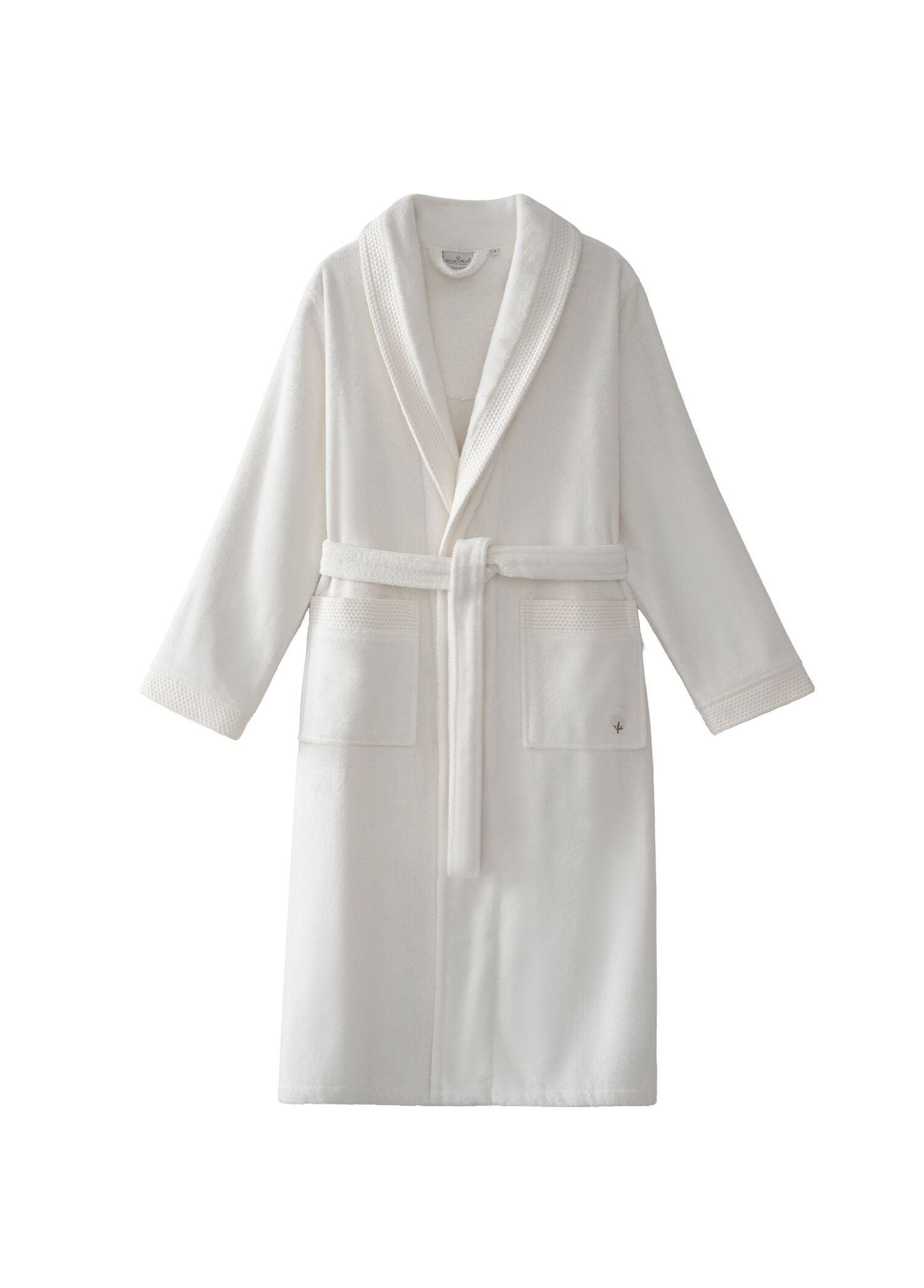 Pure Cotton Krem Rengi Nakışlı Organik Pamuk Kadın Bornoz