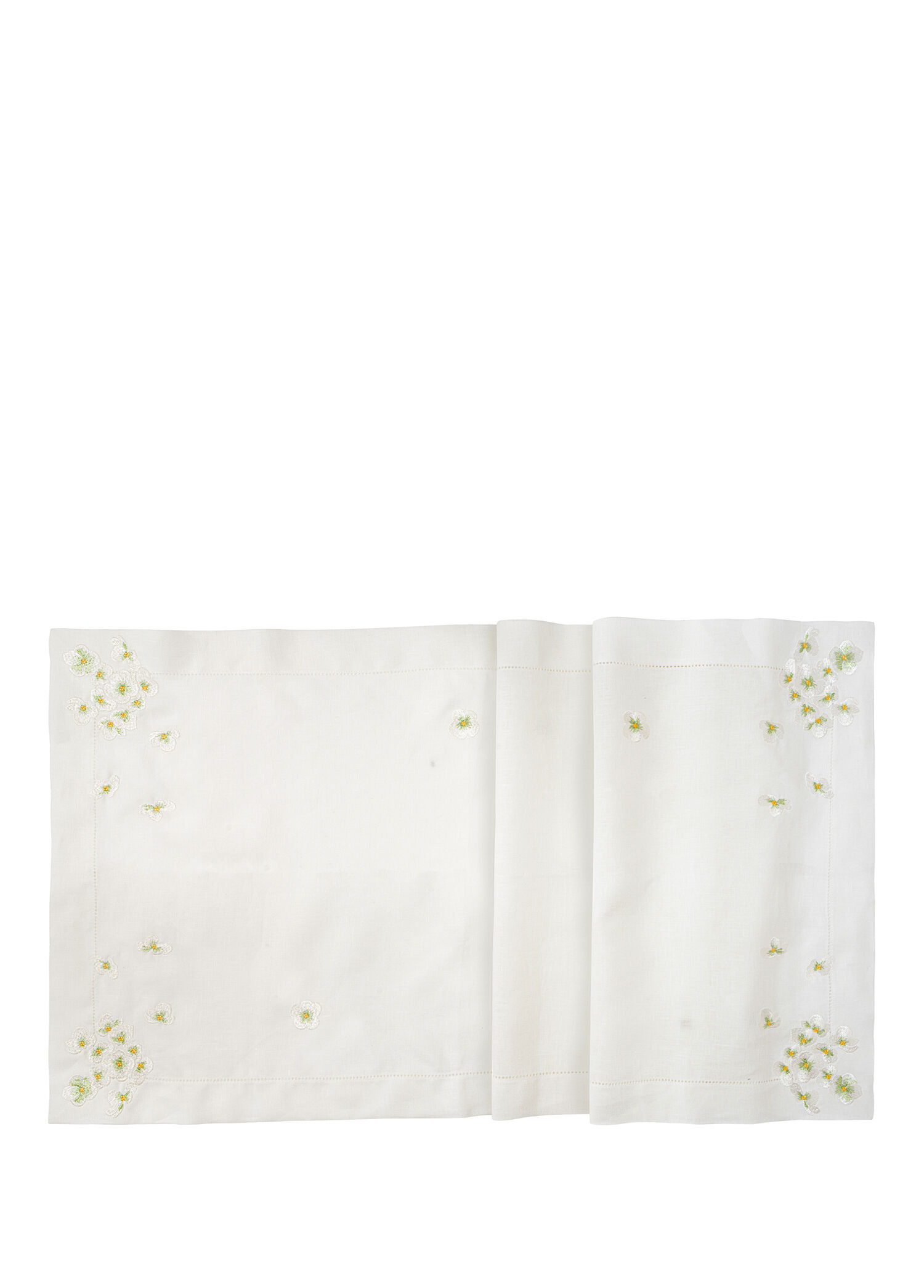 Green Garden Nakışlı Kırık Beyaz Keten Runner 50 x 160 cm