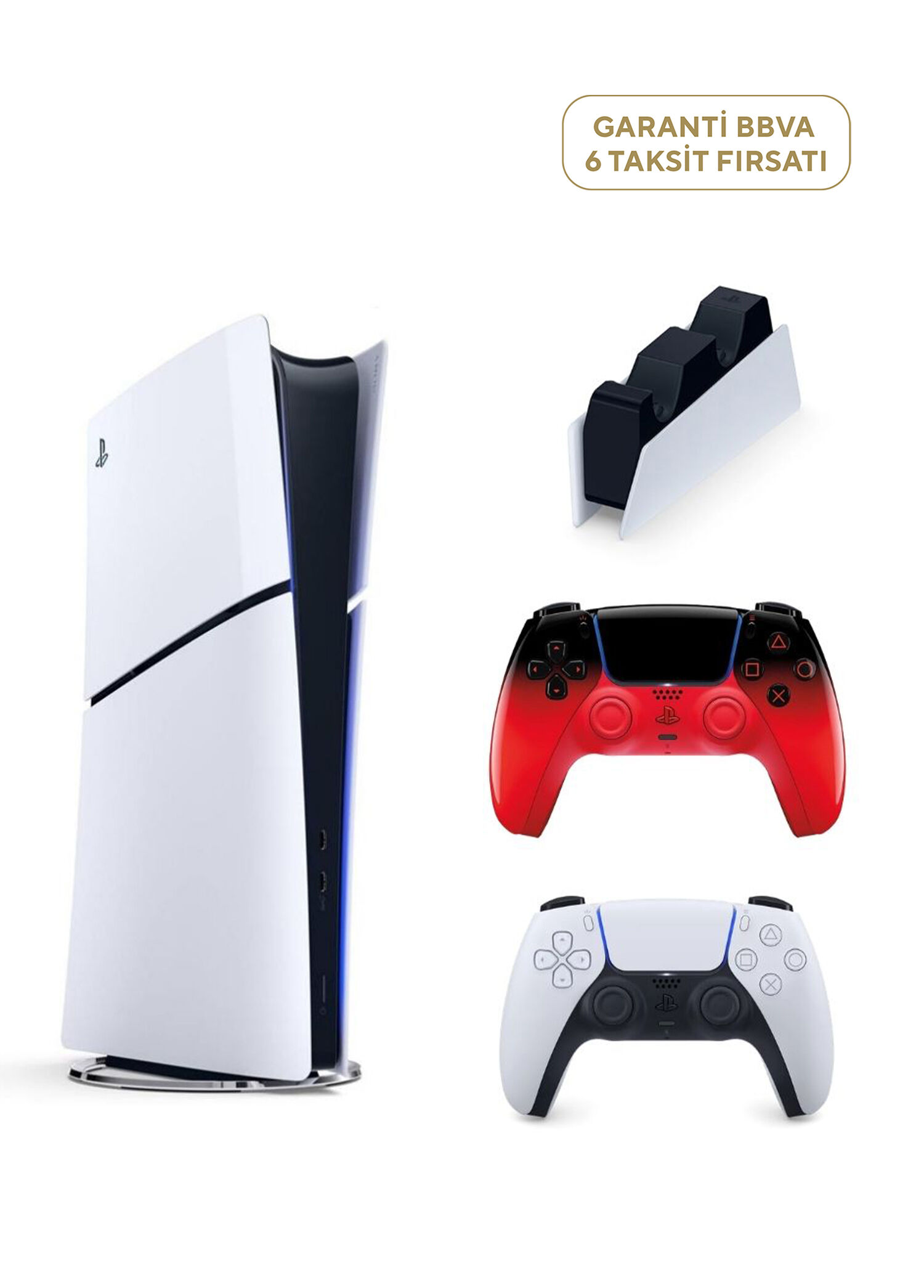 PlayStation 5 Slim Digital Edition 825 GB SSD Oyun Konsolu + 2. PS5 Kol Techno Red + PS5 Şarj İstasyonu (Yeni Sürüm)