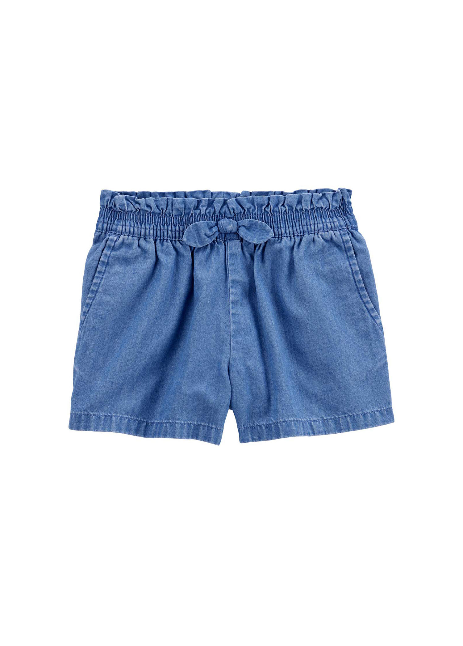 Mavi Lastikli Kız Çocuk Denim Şort