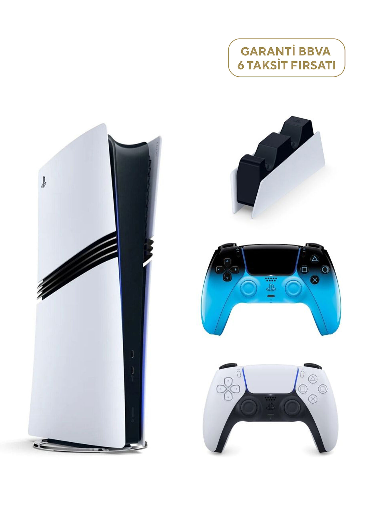 Playstation 5 Pro 2TB Oyun Konsolu + 2. PS5 Kol Rhythm Blue + PS5 Şarj İstasyonu