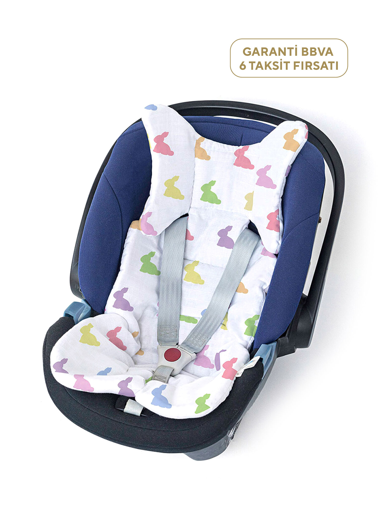 %100 Pamuk Rainbow Lapin Müslin Bebek Puset ve Oto Koltuk Minderi