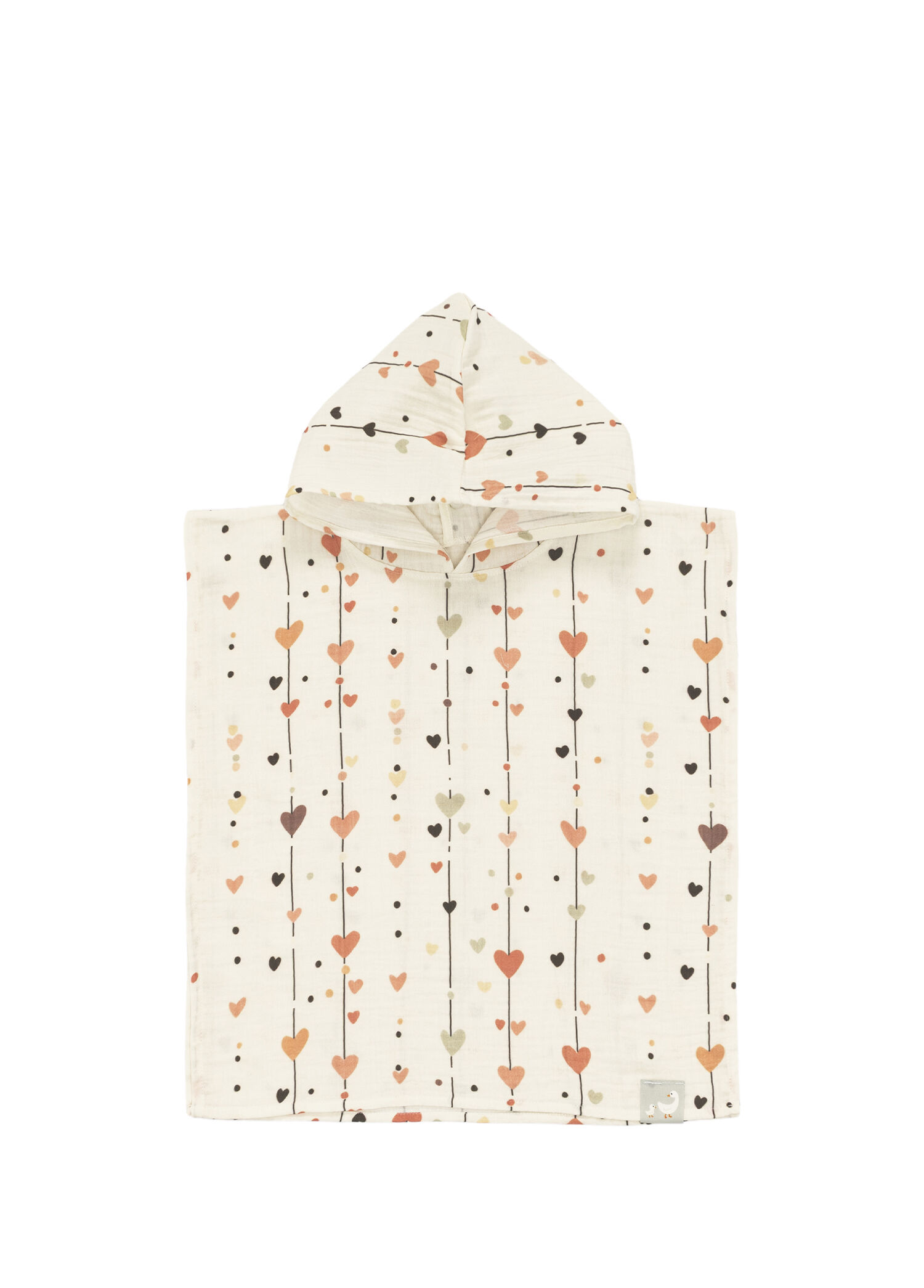 Heartline Krem Pamuk Müslin Unisex Çocuk Panço Havlu