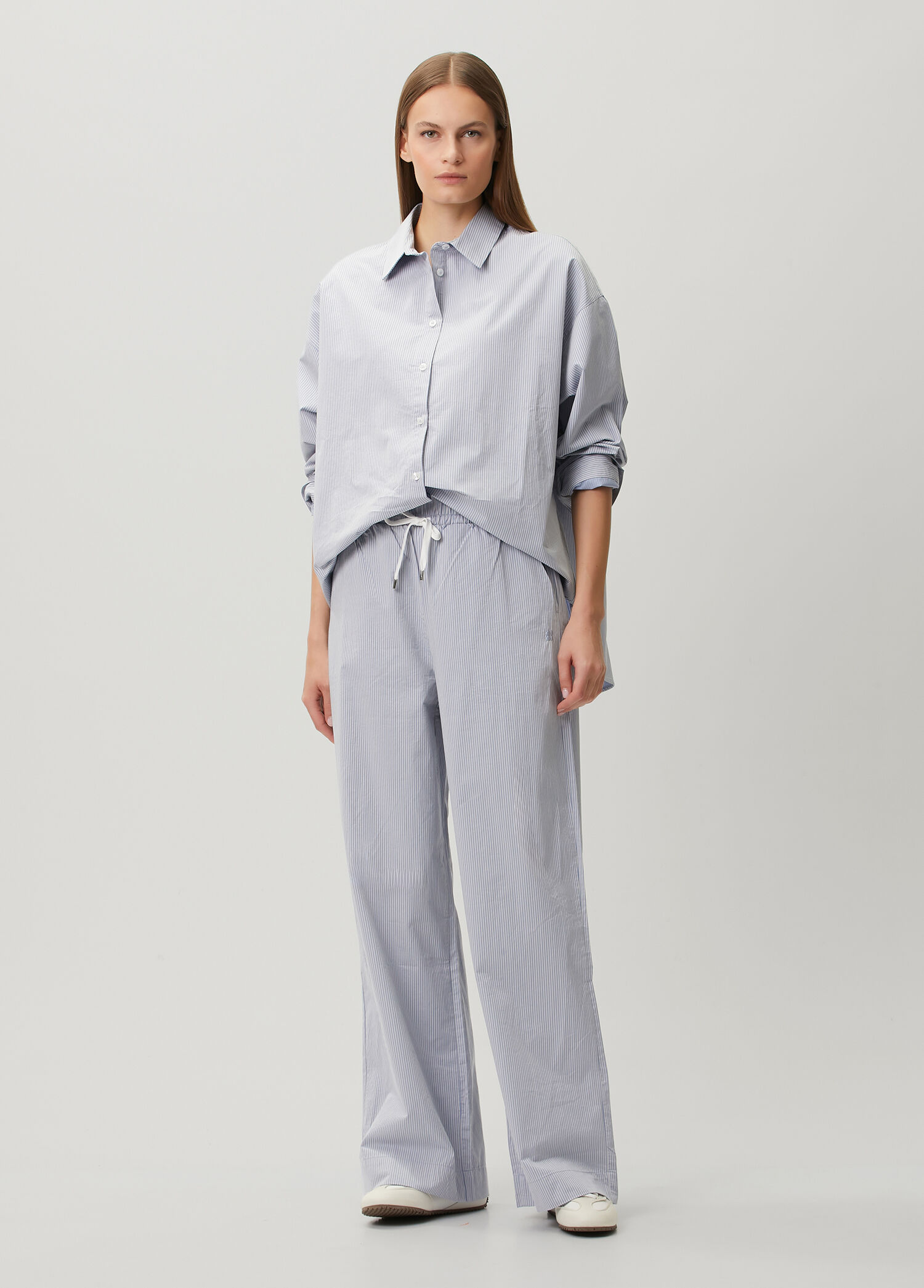 Sweaty Betty Mavi Kadın Summer Mavi Çizgili Oversize Gömlek