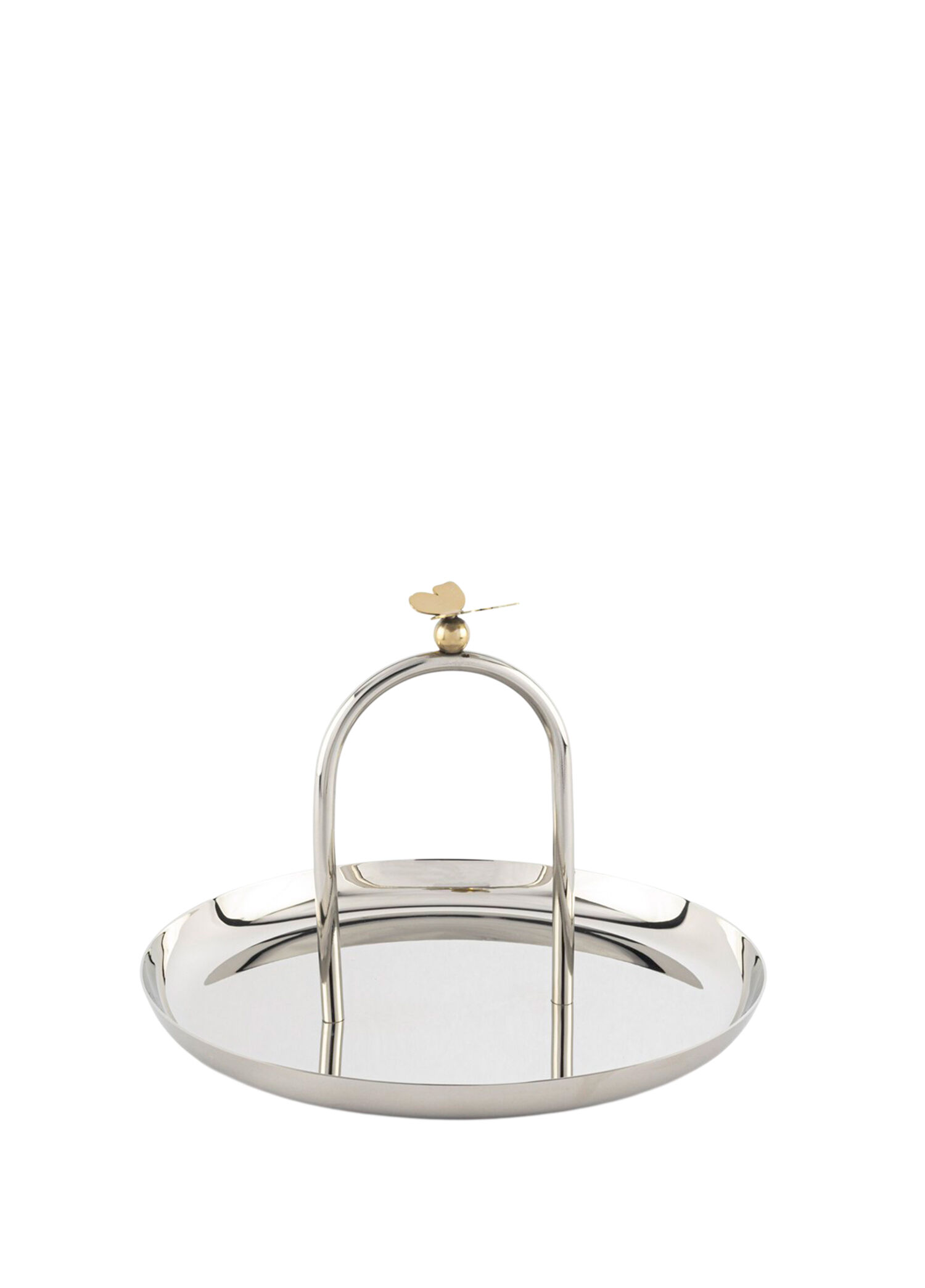 Silver Gold Kelebek Figürlü Çelik Dekoratif Tabak 21 cm