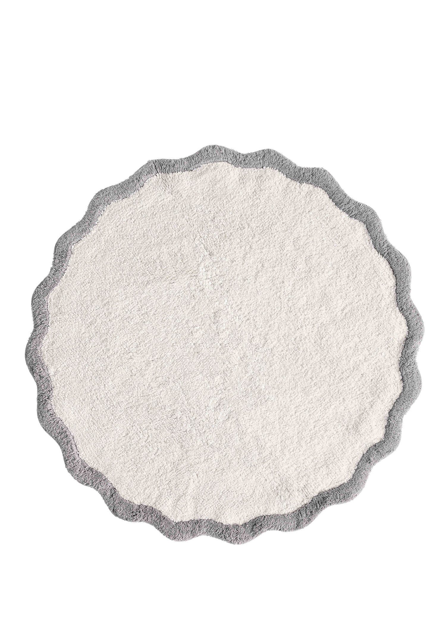Scallop Gri Bambu Yuvarlak Banyo Paspası Bambu 90 x 90 cm