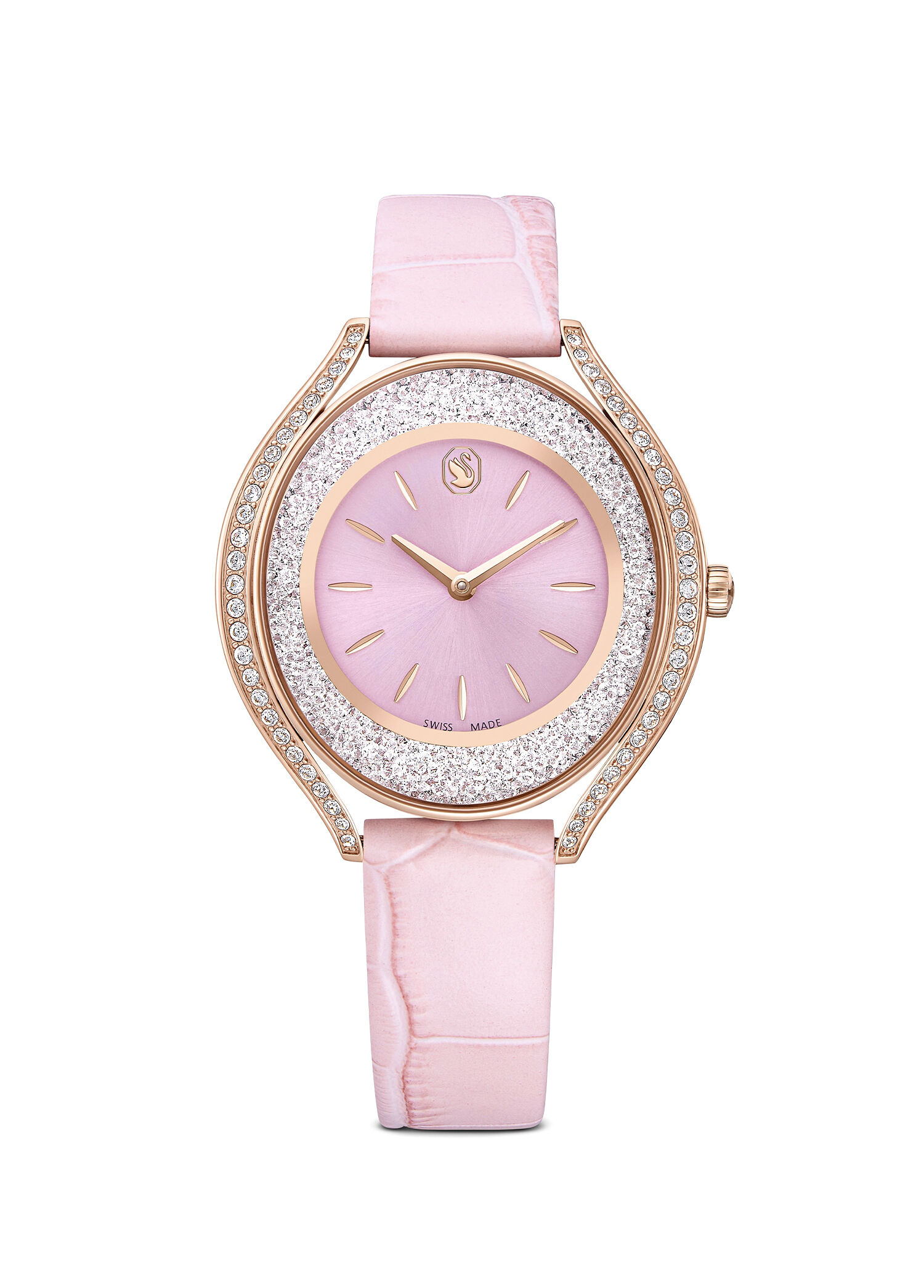 Crystalline Aura Pembe Deri Kadın Kol Saati