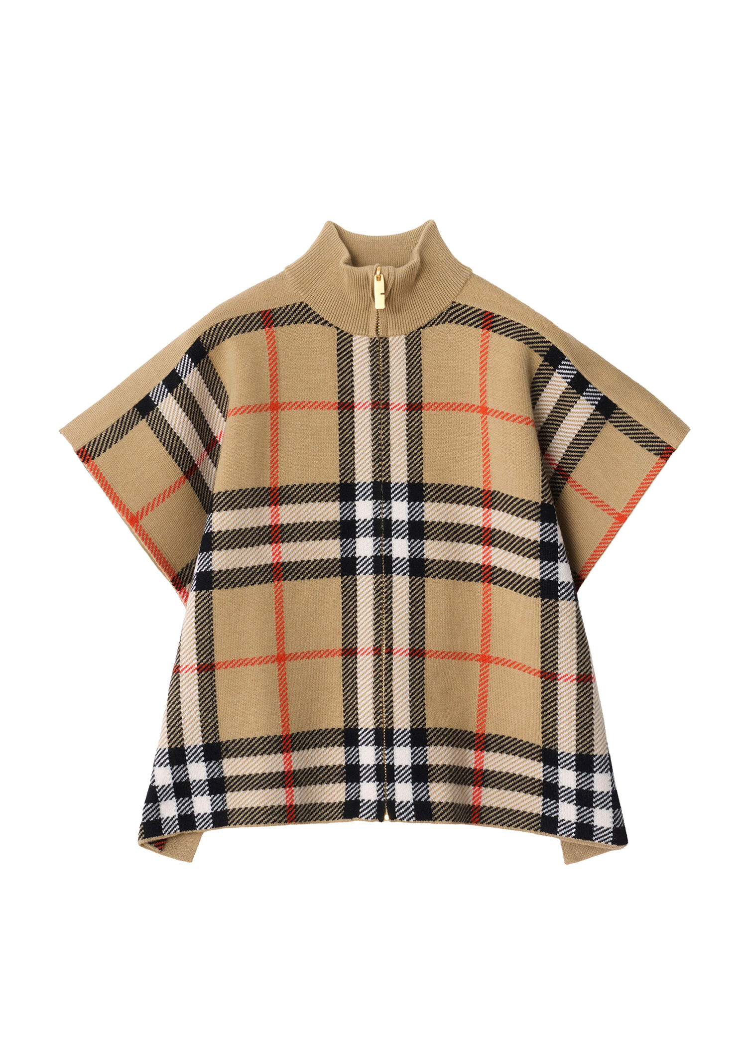 Isobel Check Bej Unisex Çocuk Pelerin Ceket