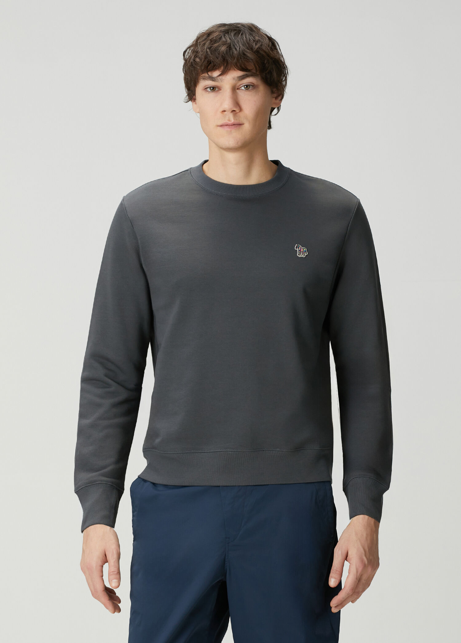 Koyu Gri Logo Detaylı Organik Pamuk Sweatshirt