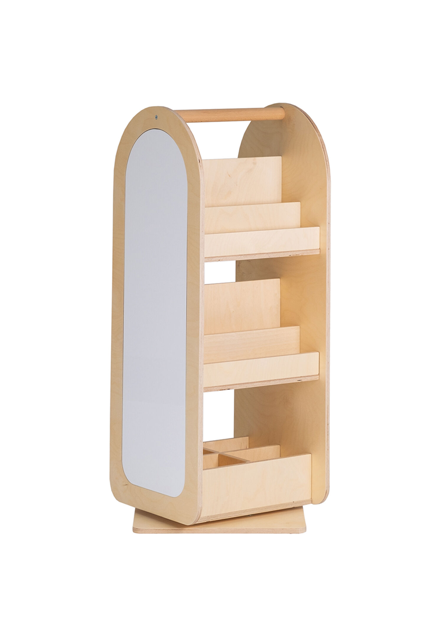 Montessori Huş Ahşap Yazı Tahtalı Döner Çocuk Kitaplık 90 cm