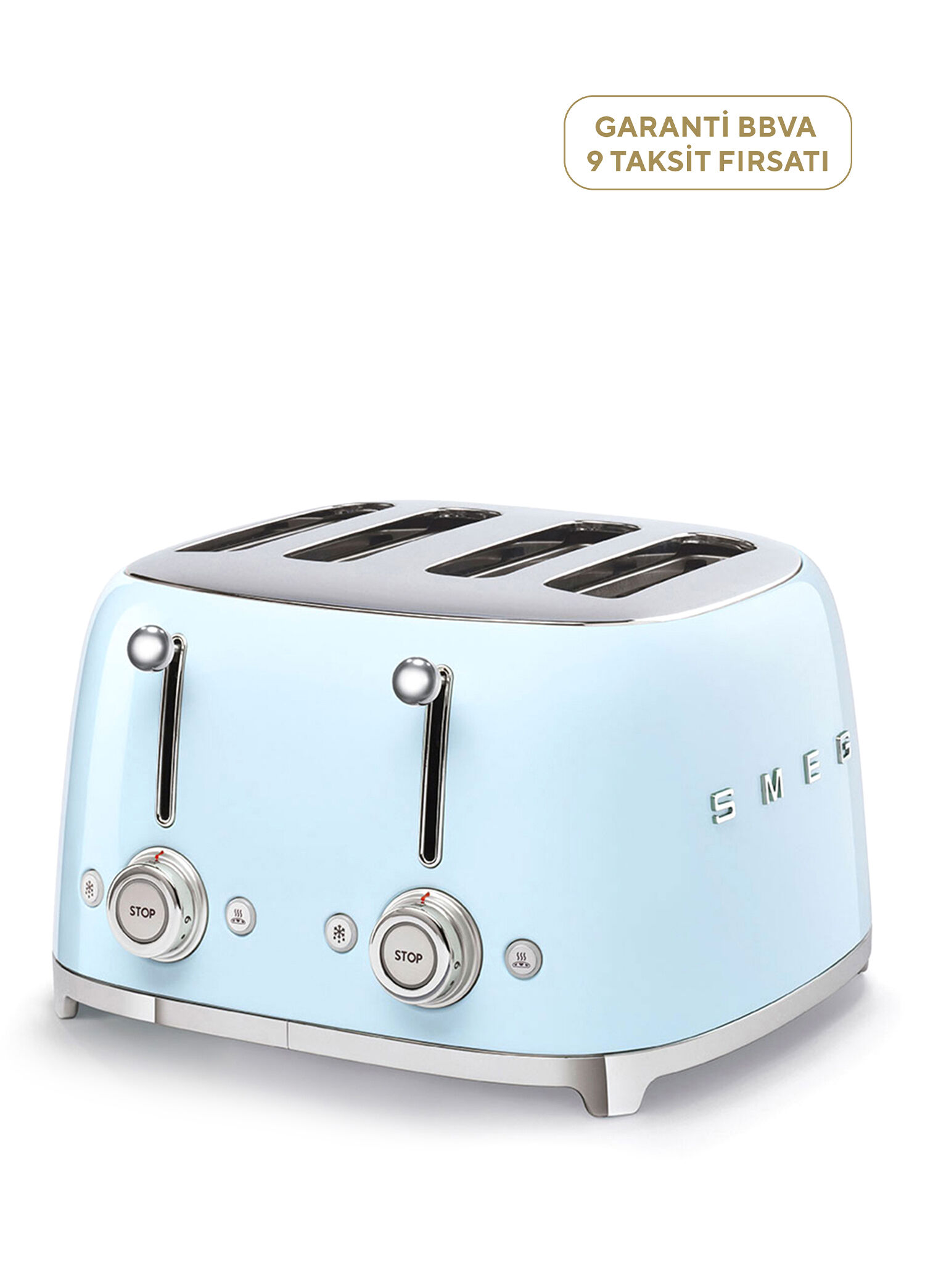 TSF03PBEU 50's Style Retro Pastel Mavi 4 Slot Ekmek Kızartma Makinesi