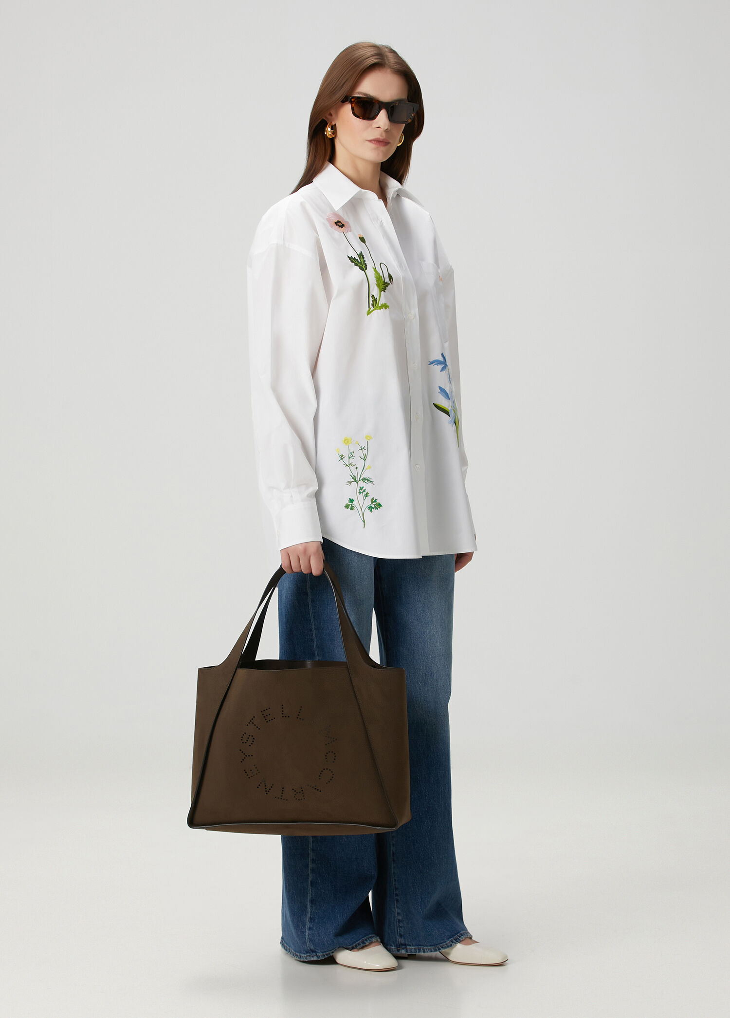 Stella McCartney Koyu Kahverengi Kadın Logo Large Tote Koyu