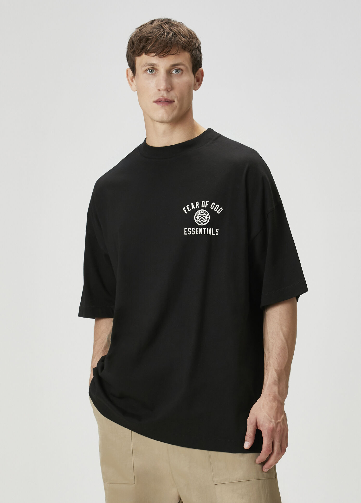 Fear Of God Essentials Siyah Erkek Siyah Logo Baskılı T-shirt