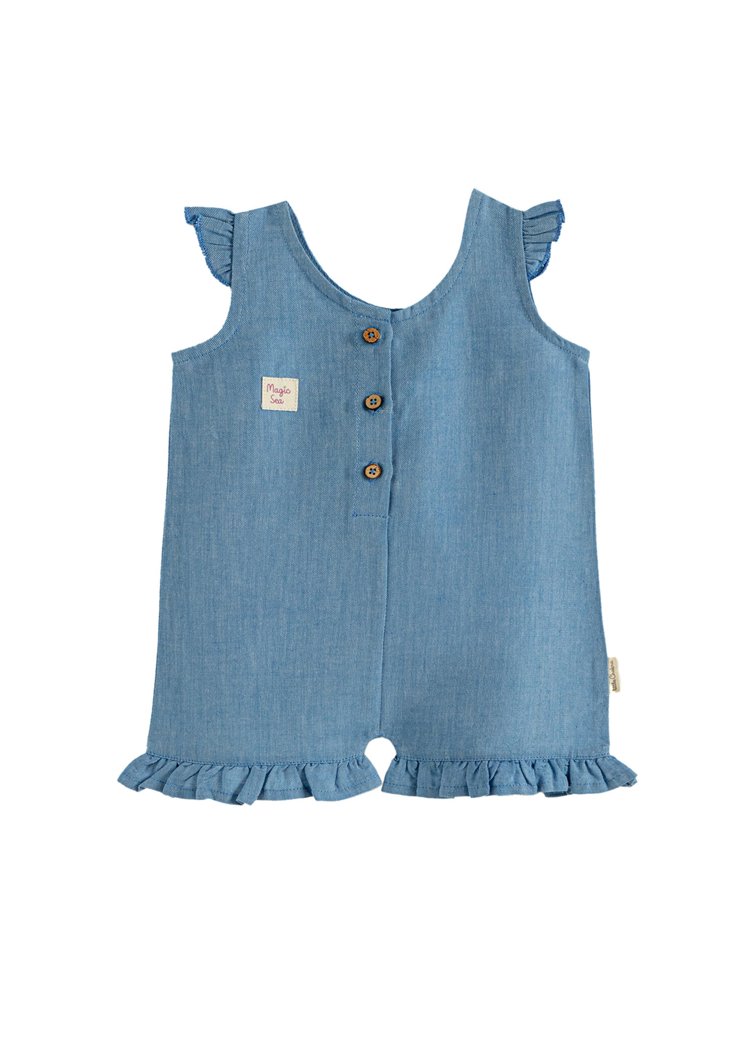 Magic Sea Mavi Fırfırlı Kolsuz Unisex Çocuk Tulum