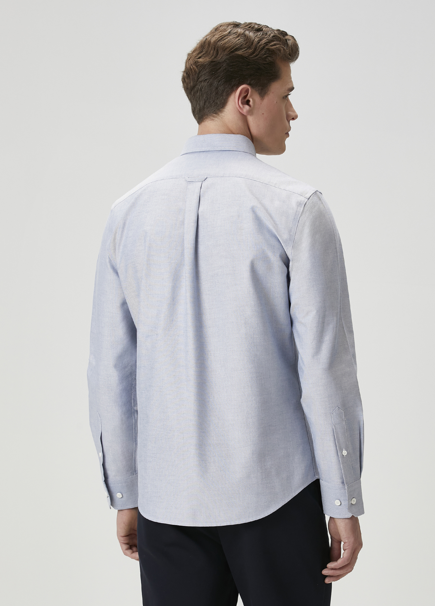 Comfort Fit Indigo Oxford Gömlek_5