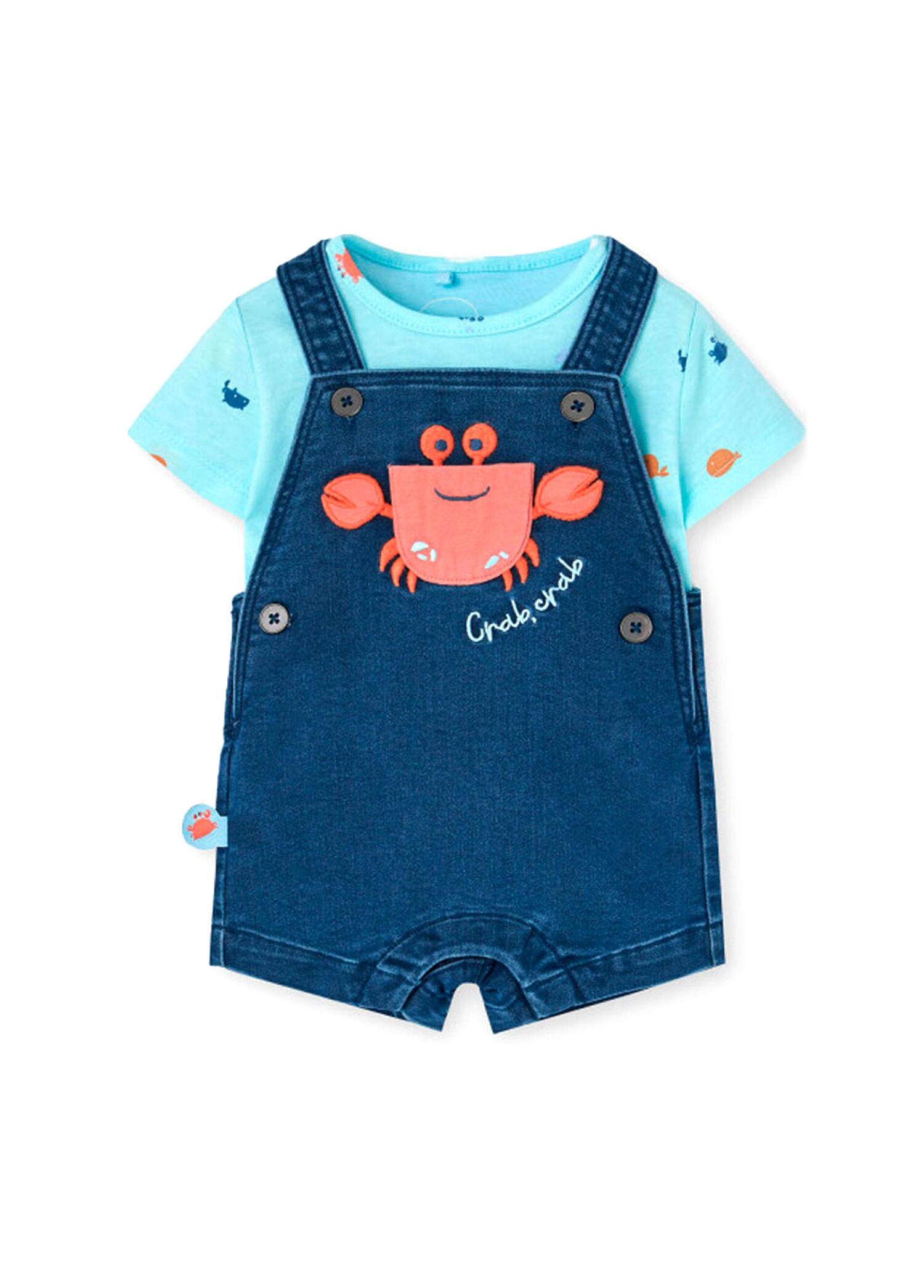 Renkli Kısa Kollu T-Shirt Tulum Erkek Bebek 2'li Set
