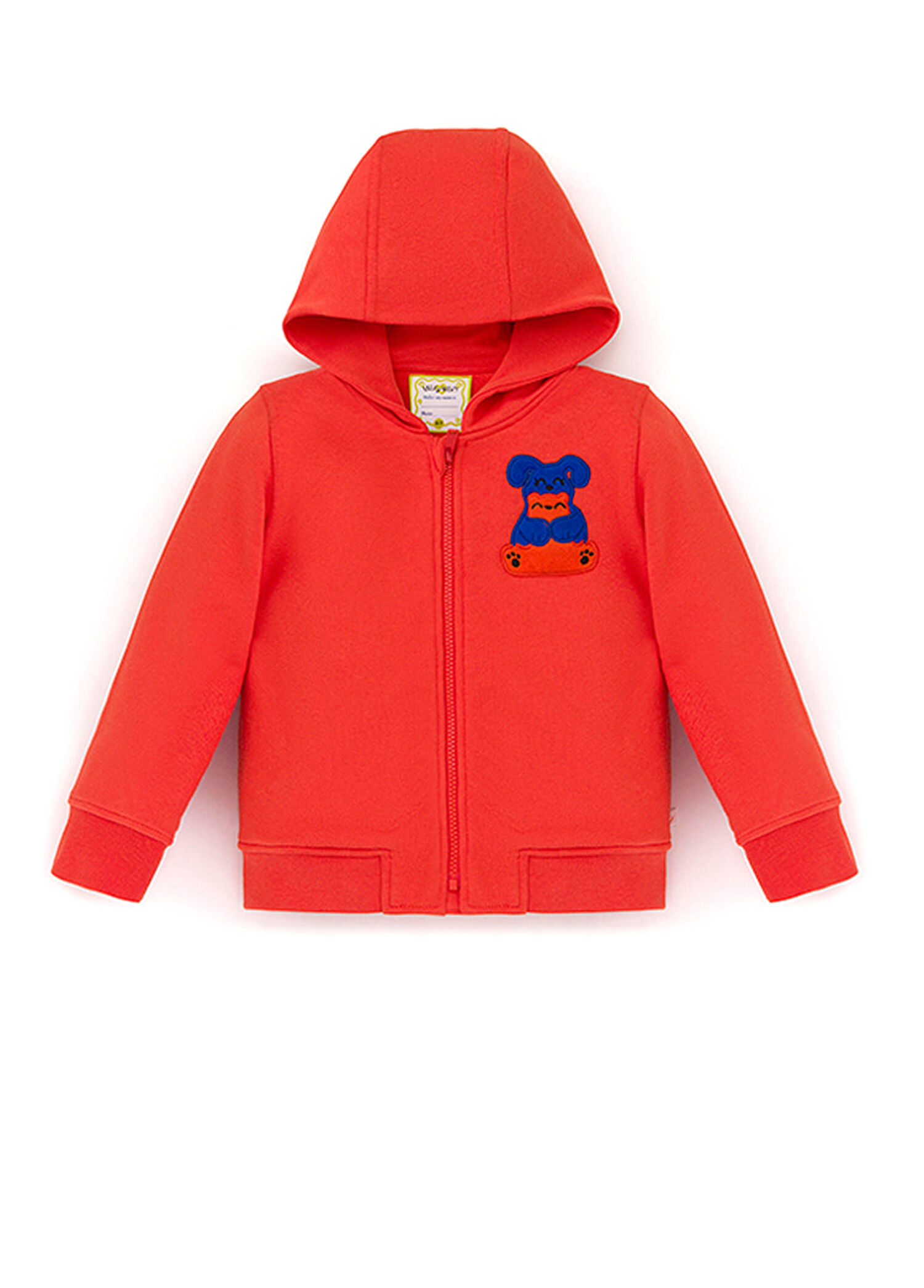 Turuncu Fermuarlı Kapüşonlu Ses Çıkaran Unisex Çocuk Sweatshirt
