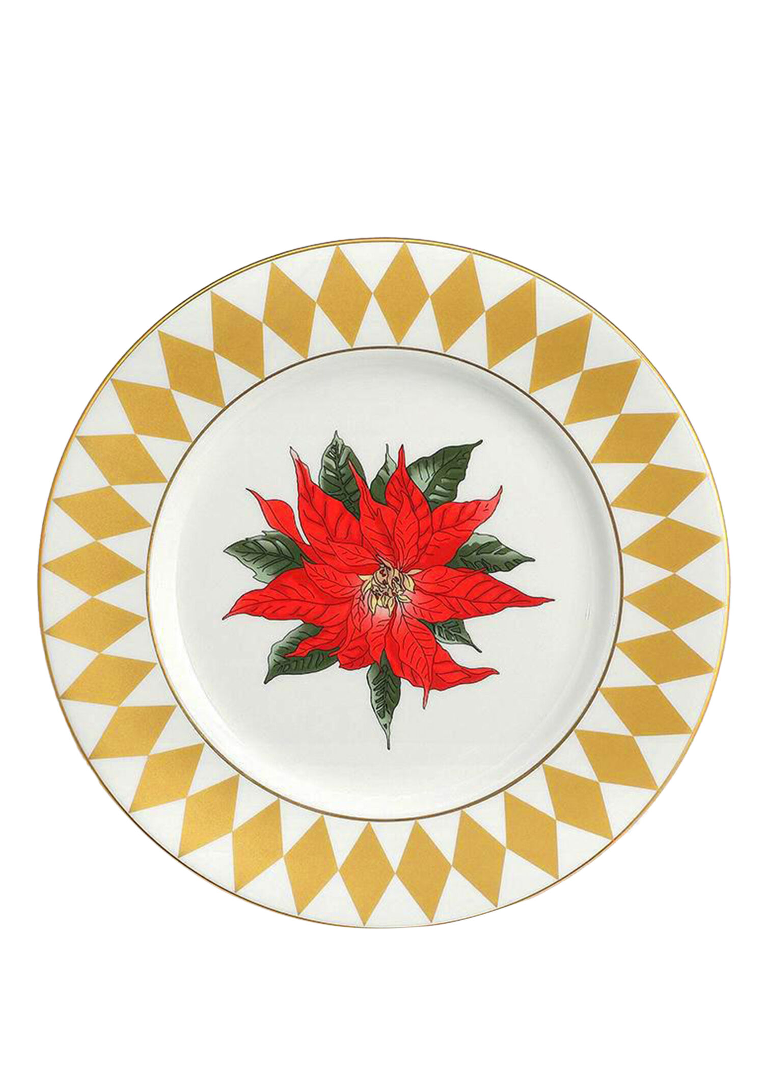 Parterre Gold with Poinsettia Plate Porselen Tabak 15 cm