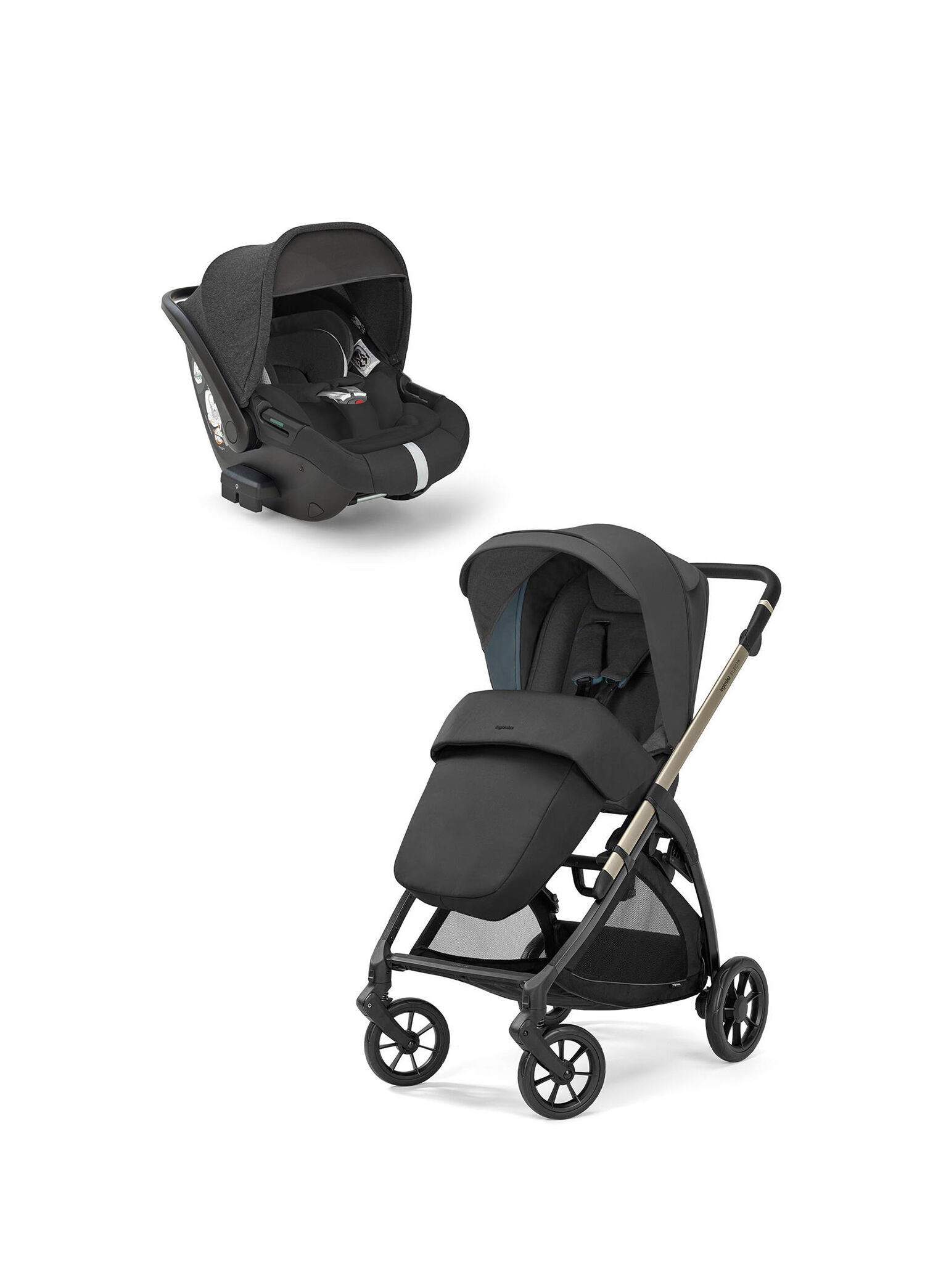Electa+ Upper Black Tek Elle Katlanabilen Çift Yönlü Bebek Arabası ve Yatabilen Ana Kucağı Set