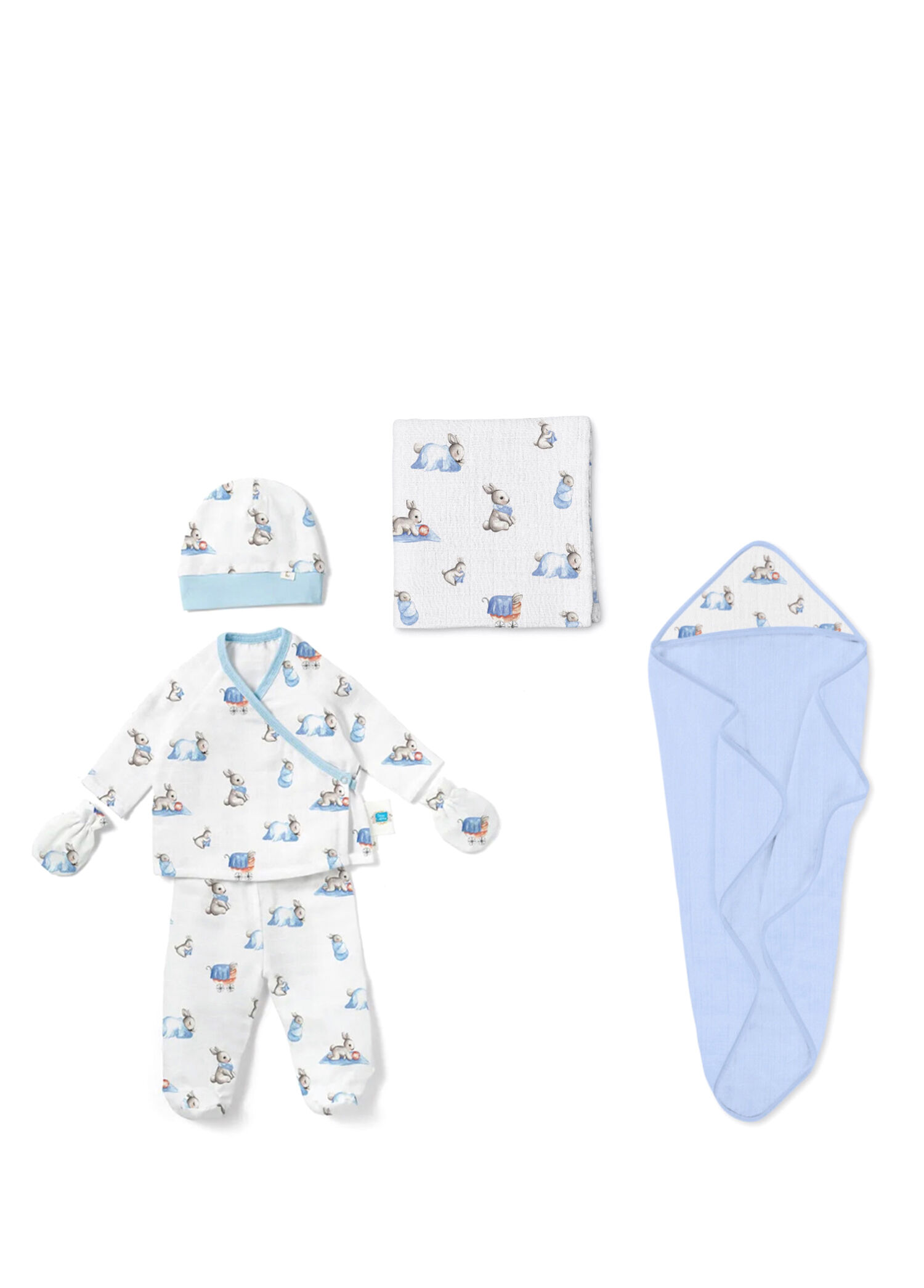%100 Bebe Lapin Mavi Yenidoğan Set