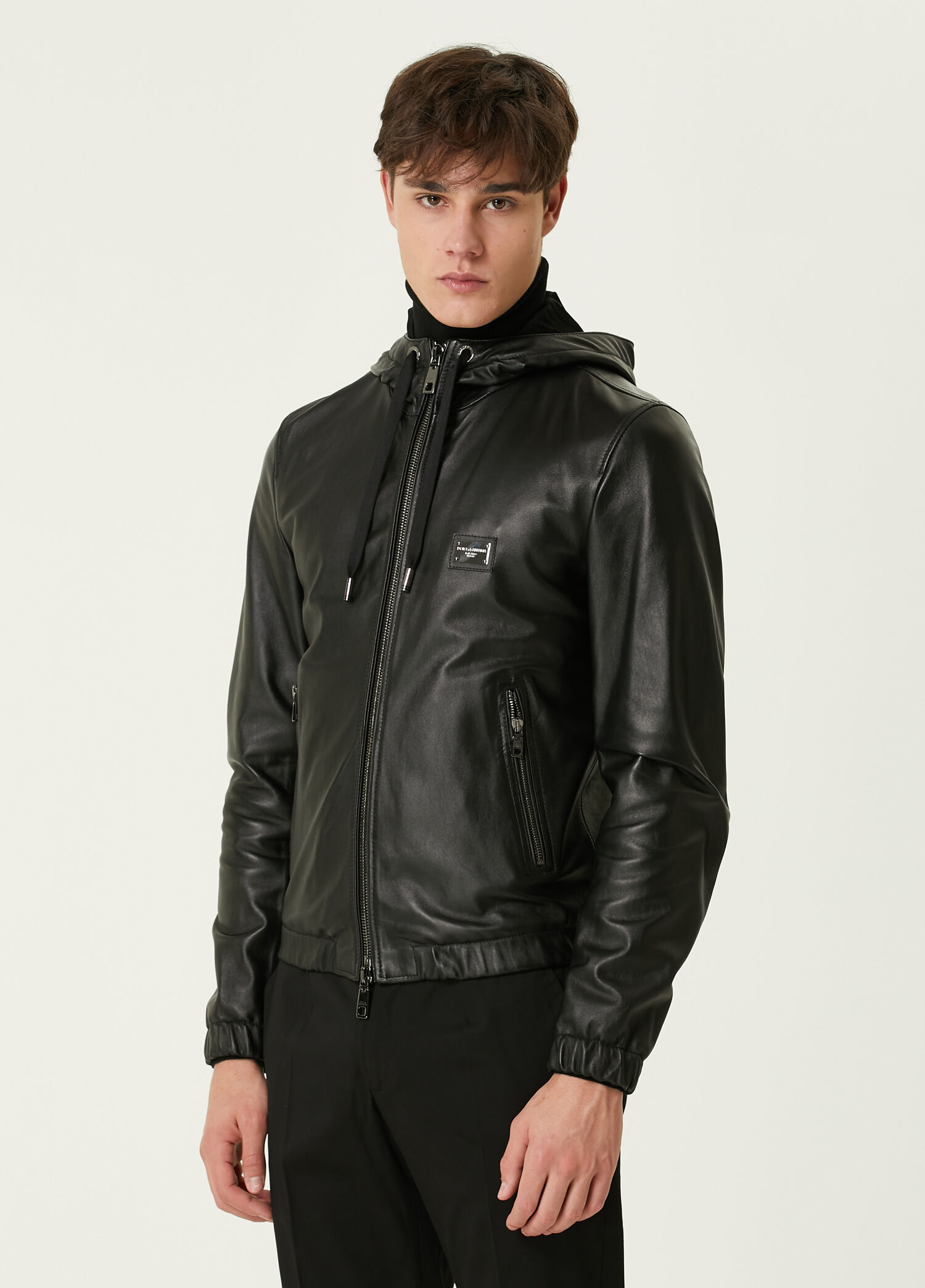 Dolce&Gabbana - Black Hooded Leather Jacket