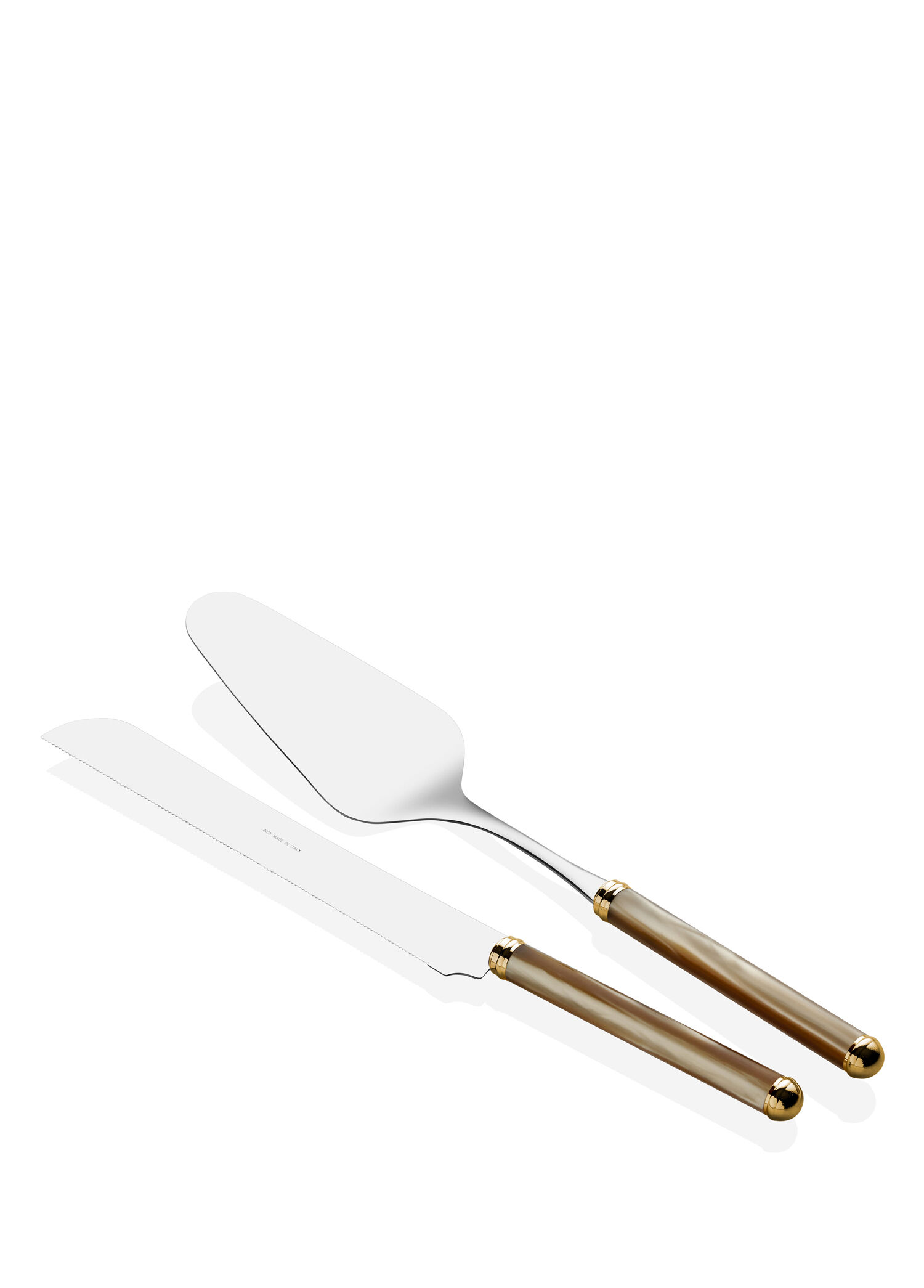 Rivadossi Rodi Set Posate 24 Pezzi Per 6 Persone, Design Italiano In Acciaio Inox 18/10 E PMMA, Colore Champagne
