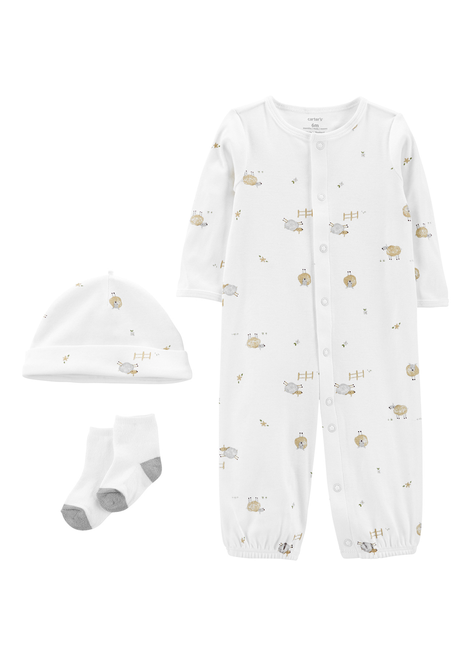 3'lü Beyaz Unisex Bebek Tulum Set