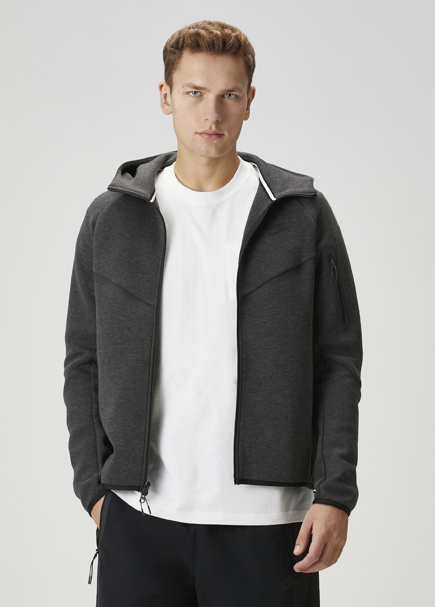 Tech Black Hooded Fleece Sweatshirt