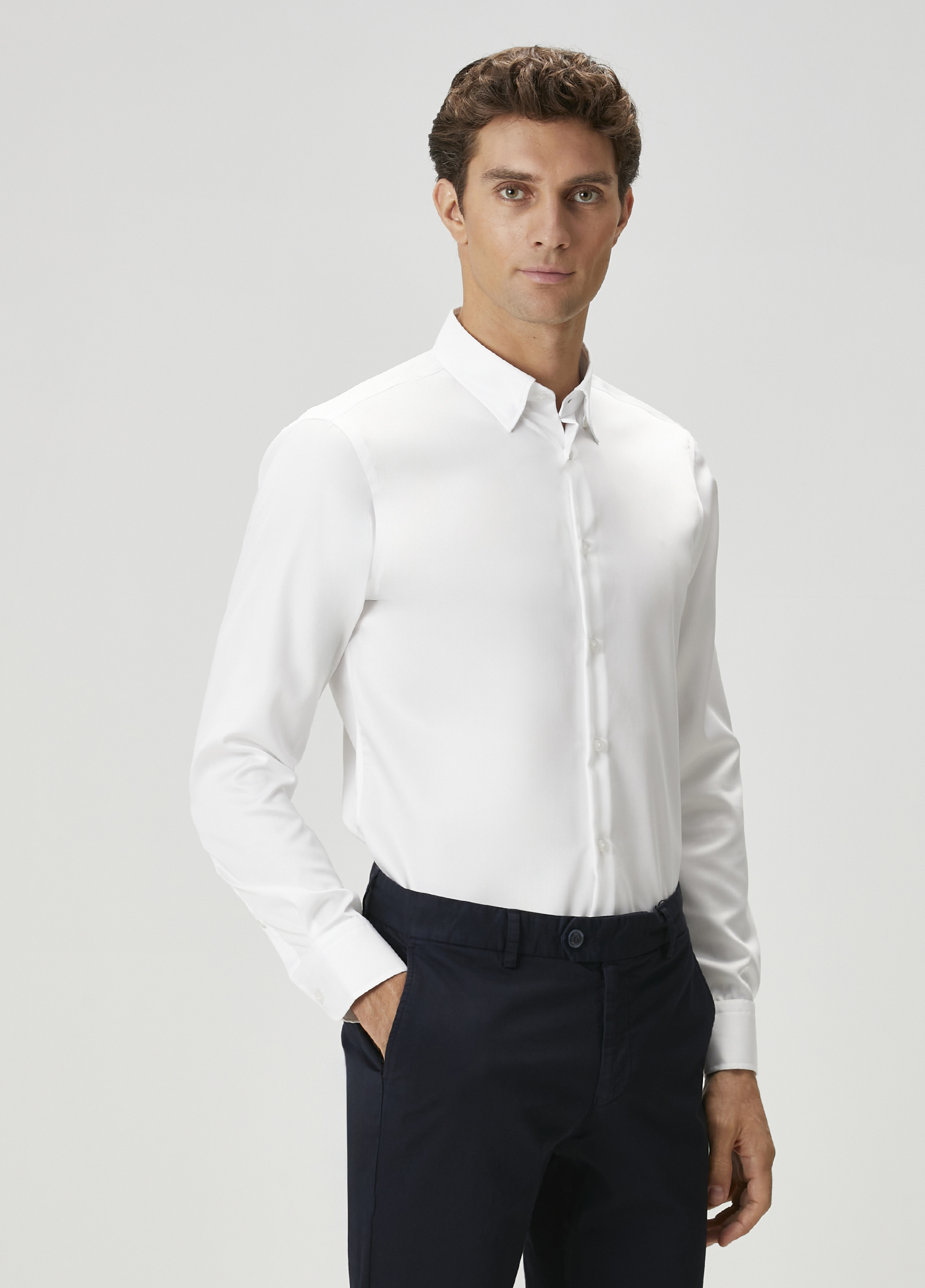 Slim Fit Beyaz Non-iron Gömlek_1