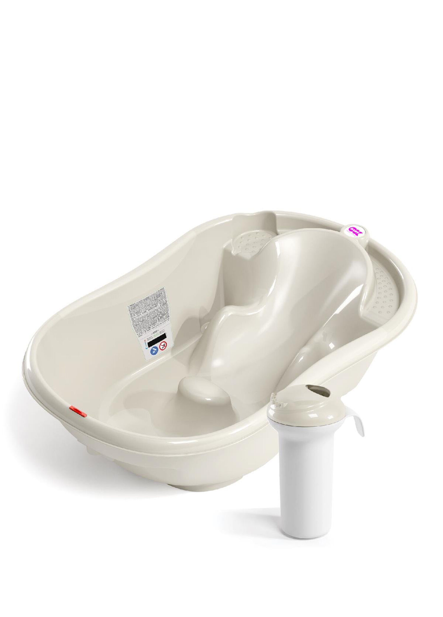 Kırık Beyaz Onda Dijital Termometreli Çift Yönlü Banyo Seti Küveti ve Splash Duş 3'lü Bebek Banyo Seti