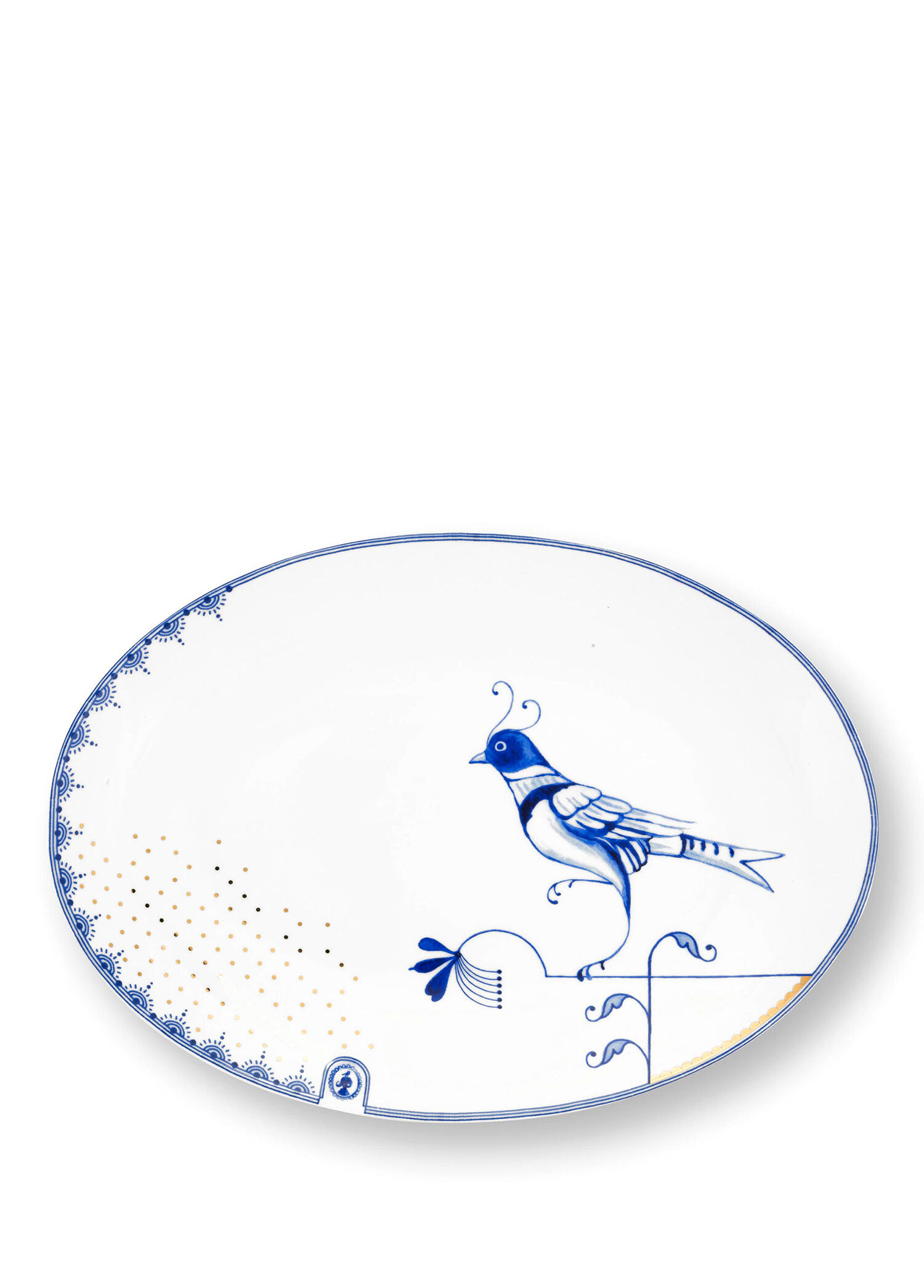 P Pip Studio Blue Bird Beyaz Porselen Servis Tabagi