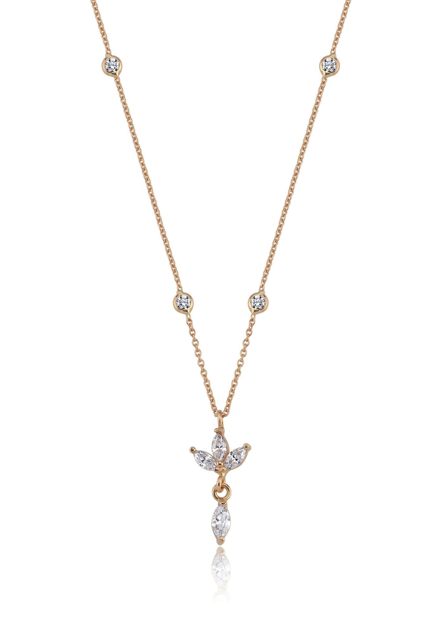 Lotus Motifli Minimal 14 Ayar Altın Kadın Kolye