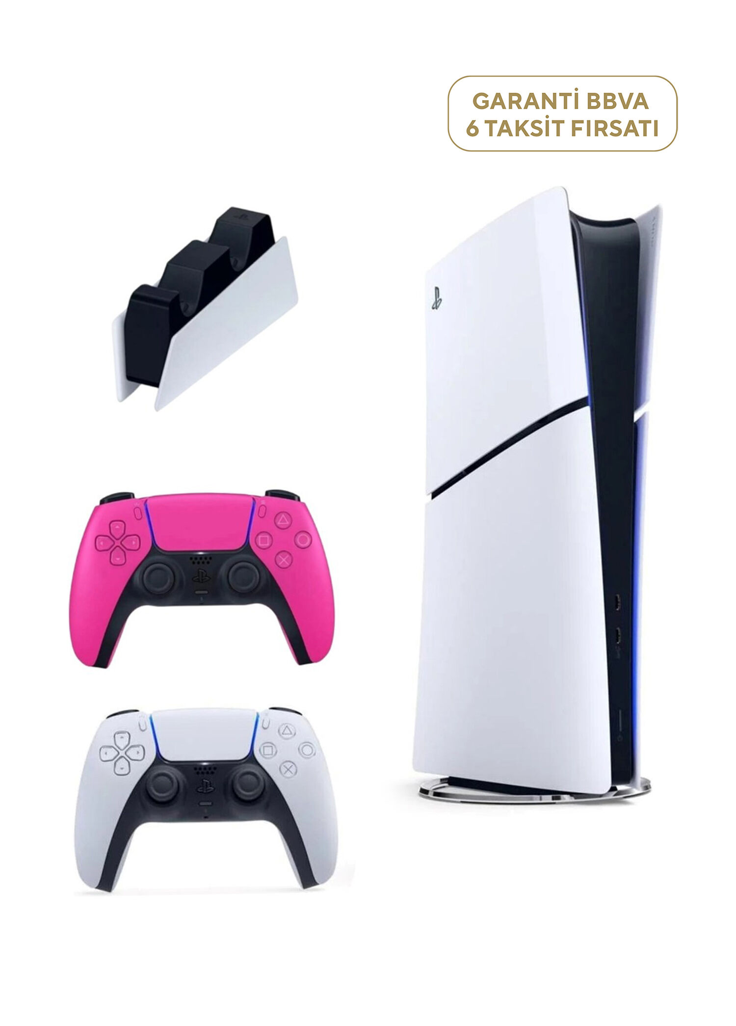PlayStation 5 Slim Digital Edition 825 GB SSD Oyun Konsolu + 2. PS5 Kol Pembe + PS5 Şarj İstasyonu (Yeni Sürüm)