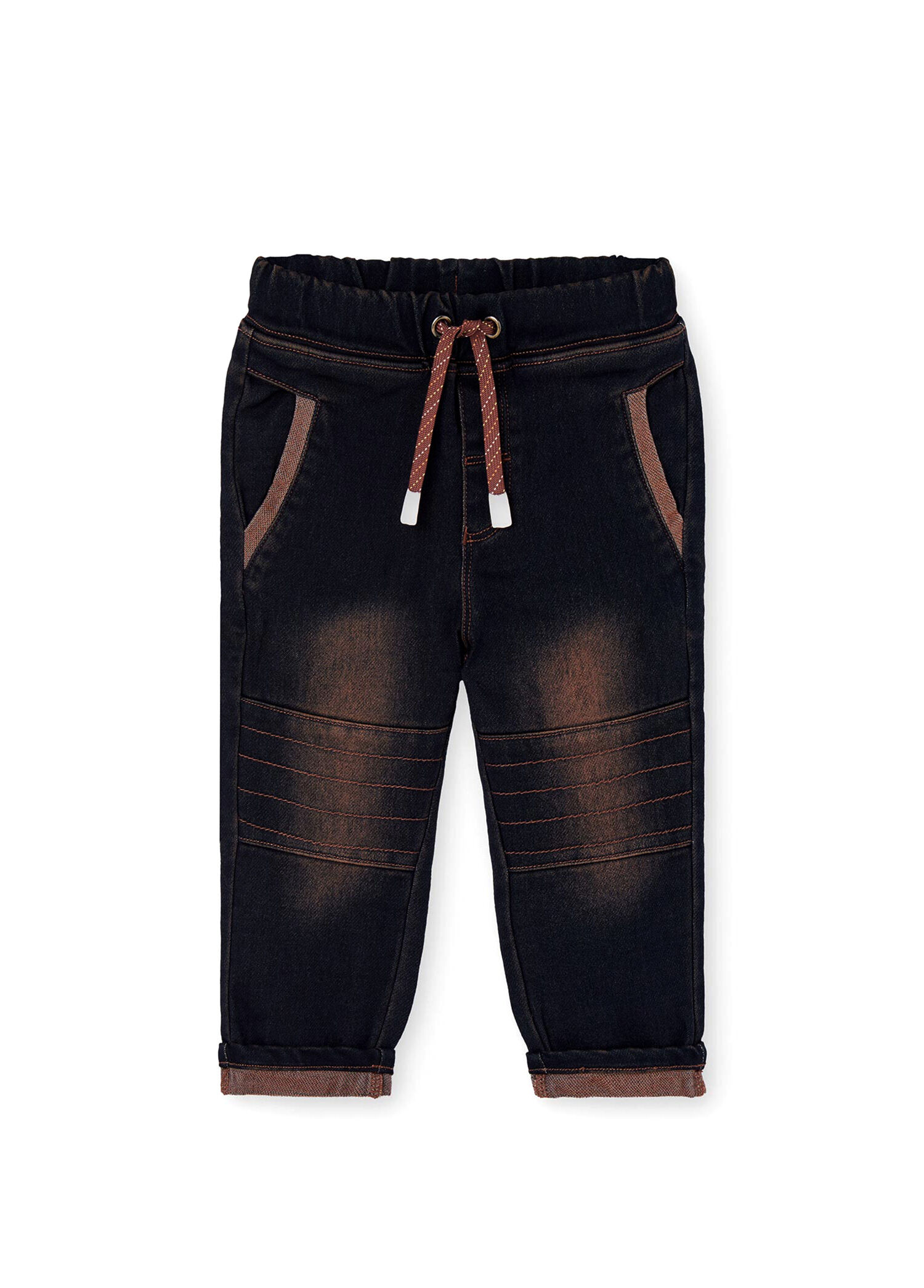 Lacivert Beli Lastikli Erkek Çocuk Denim Pantolon