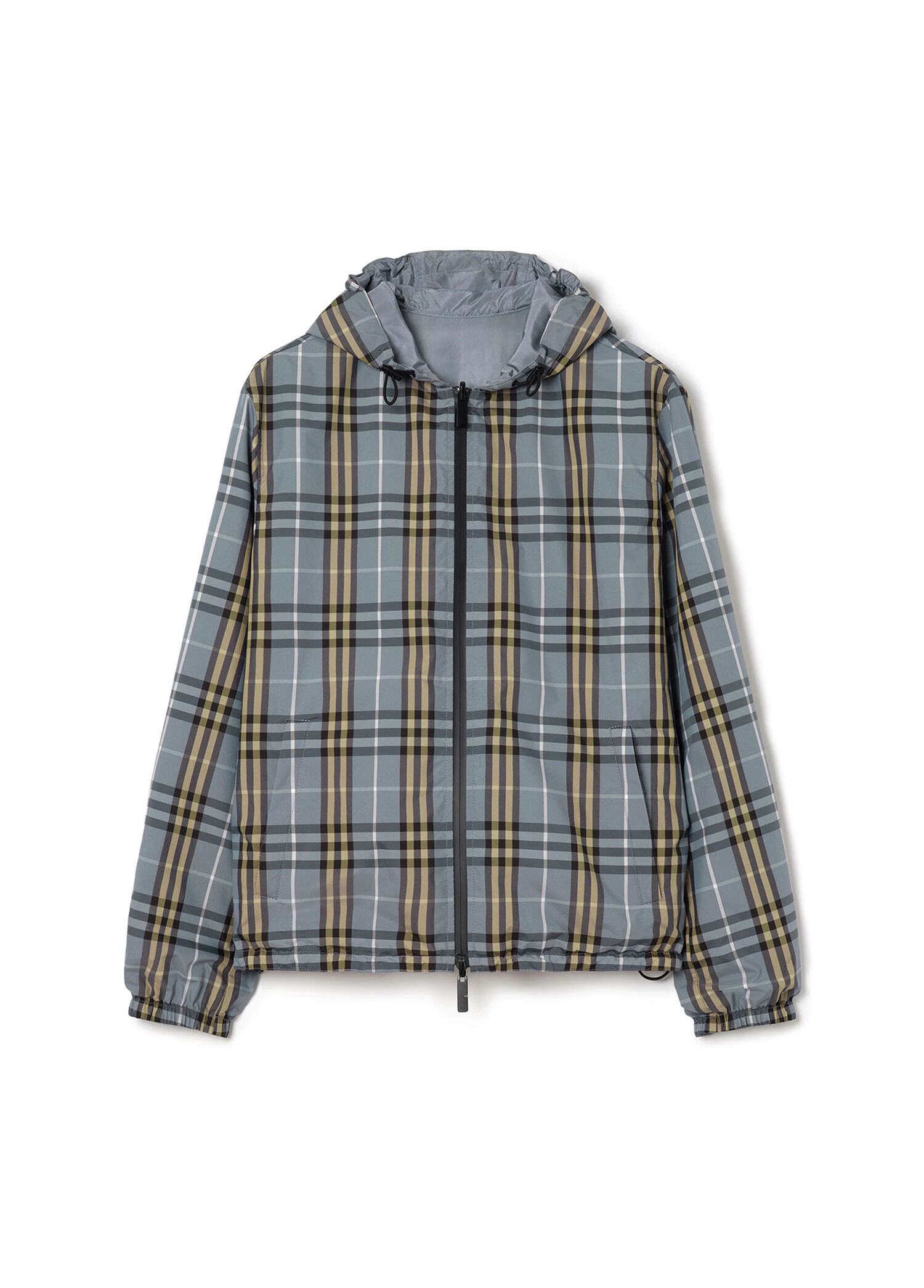 Burberry Mavi Erkek Reversible Check Hooded Mavi Kapüşonlu Erkek