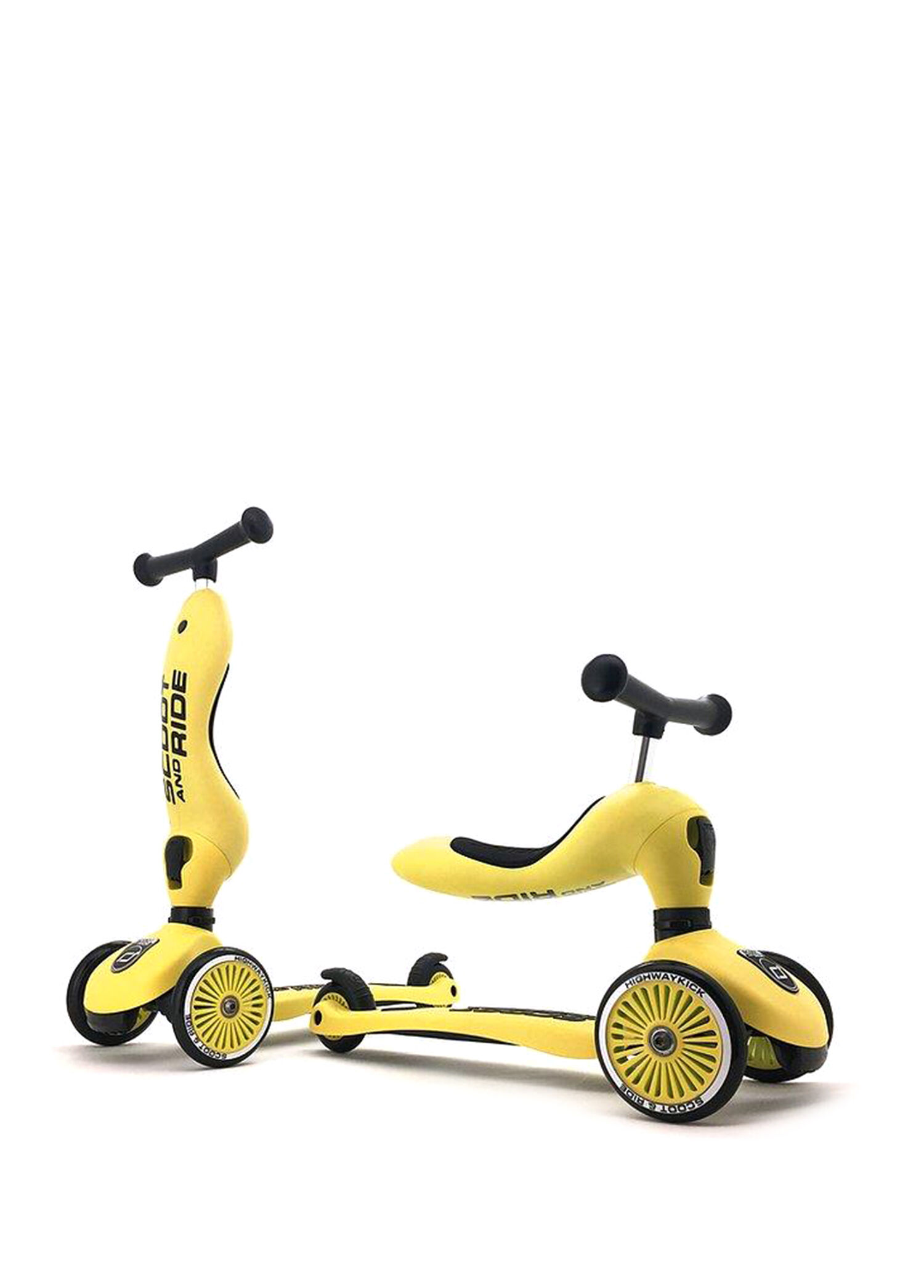 Highwaykick 1 2'si 1 Arada Sarı Oturaklı 3 Tekerlekli 1-5 Yaş Çocuk Scooter