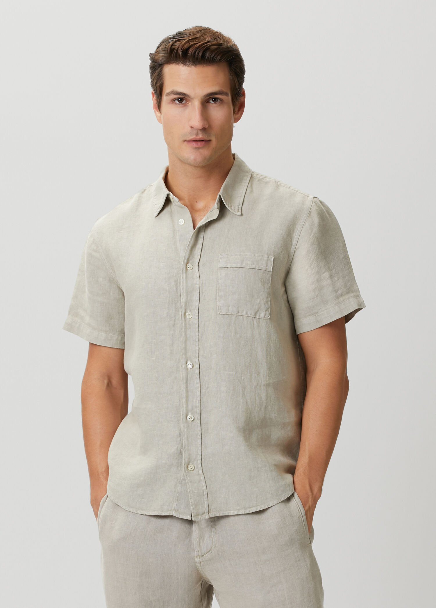 Stone Short Sleeve Linen Shirt