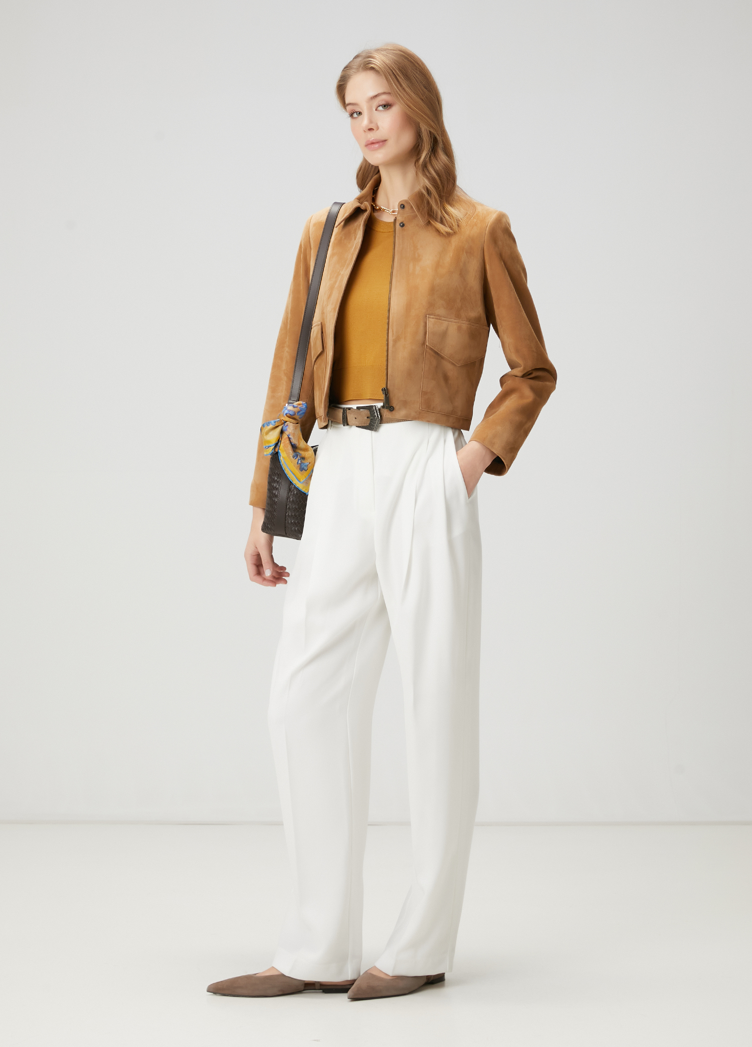 Off White Pleated Palazzo Trousers