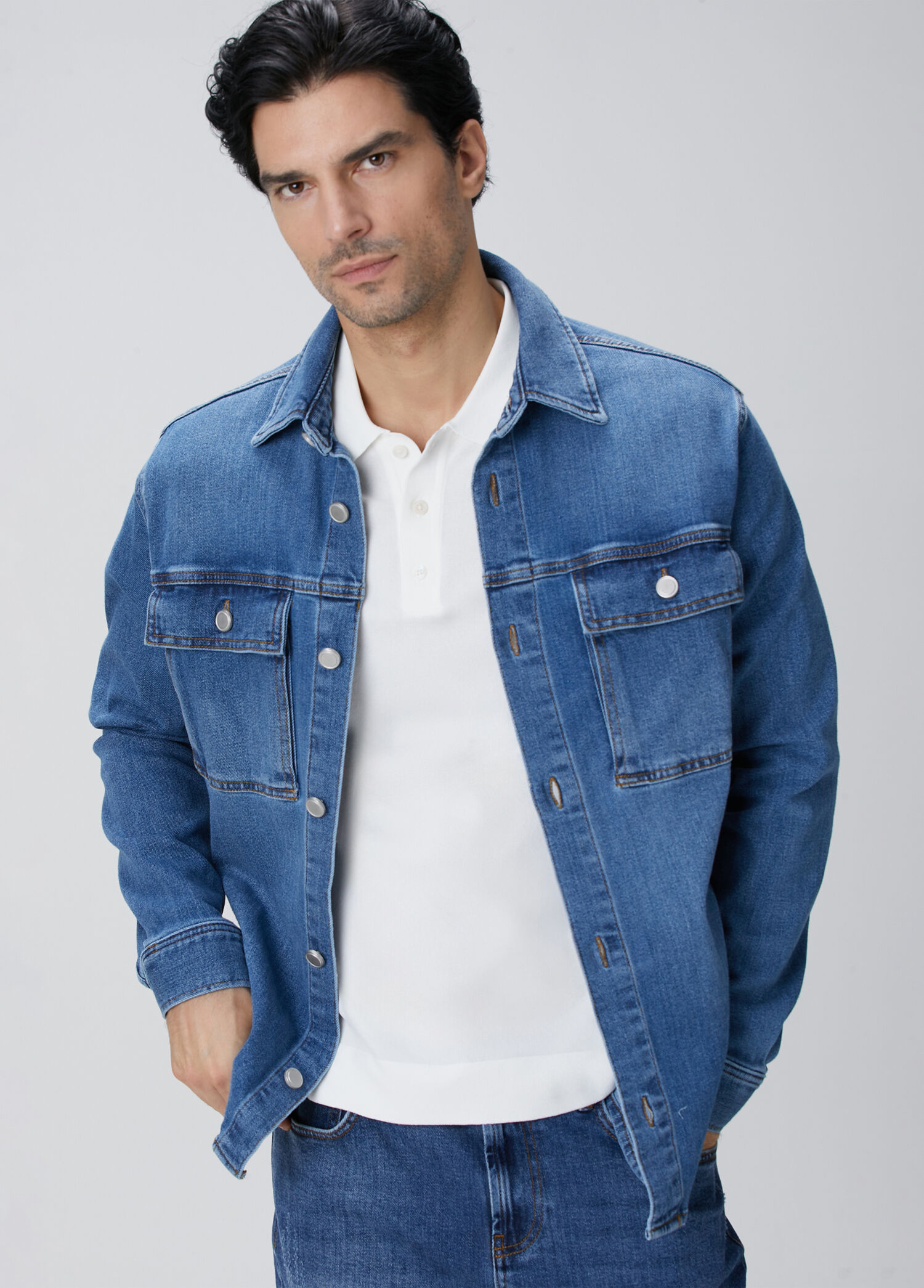 P Network Mavi Denim Gomlek