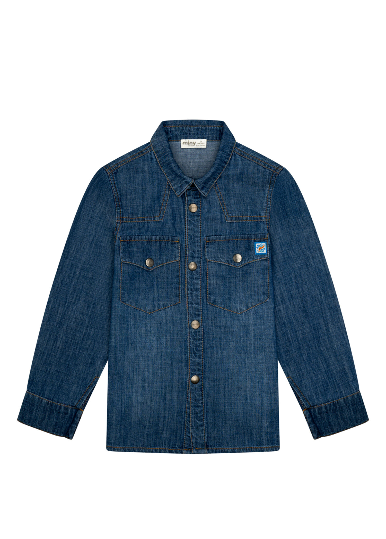 Mavi Cepli Uzun Kollu Erkek Çocuk Denim Gömlek
