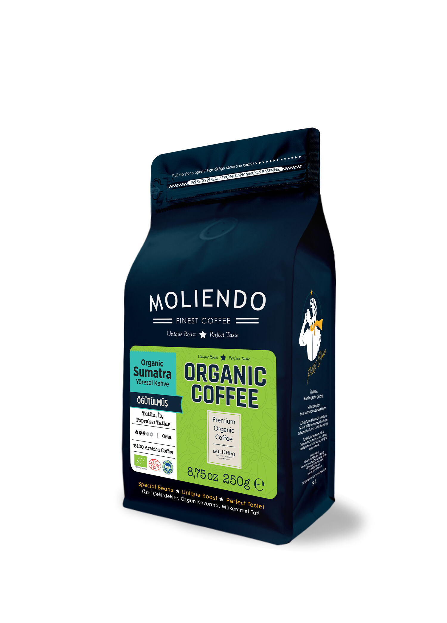 Organic Indonesia Sumatra Öğütülmüş Yöresel Filtre Kahve 250 gr