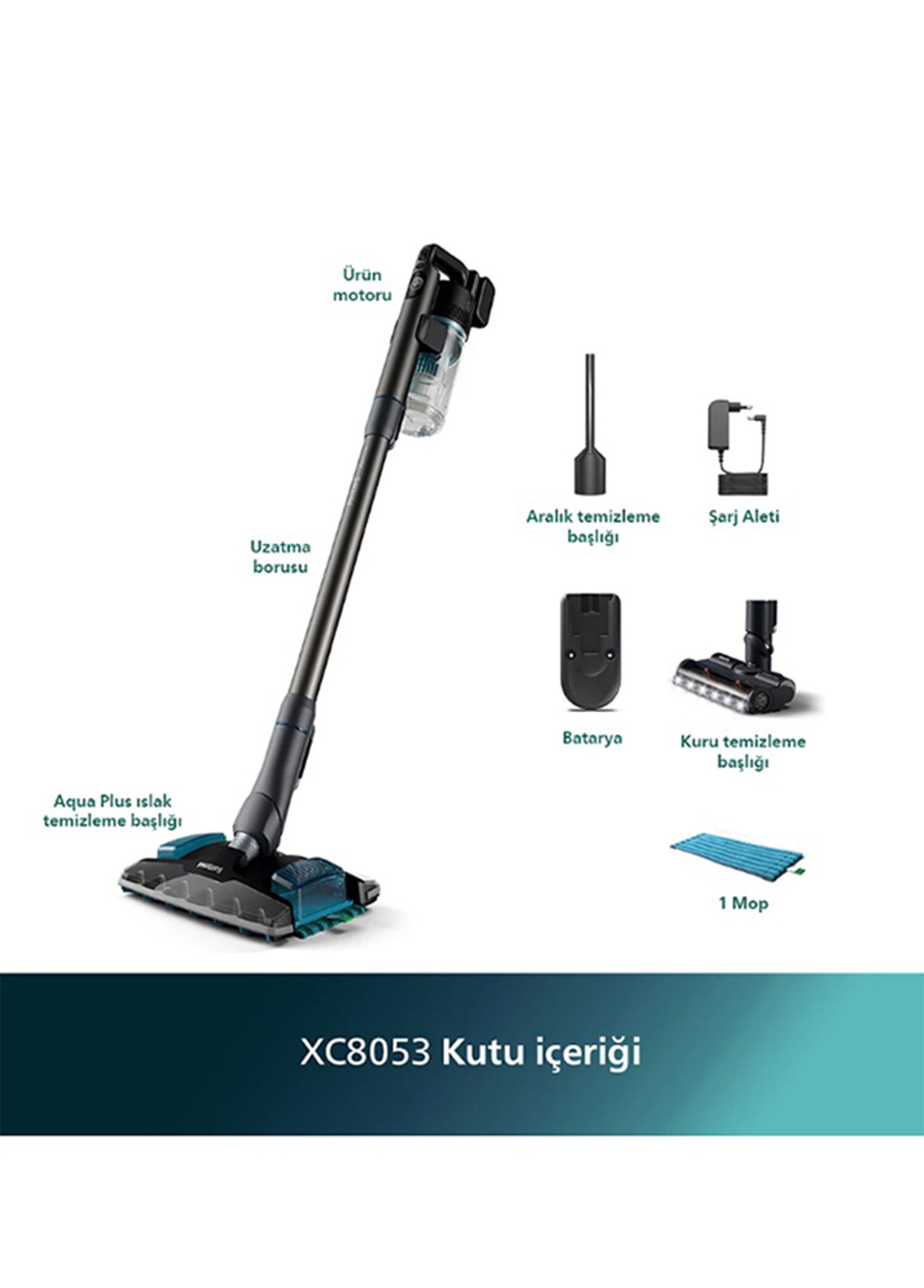 くま８０００ Philips - 8000 Serisi Aqua Plus XC8053/01 Islak ve Kuru Şarjlı