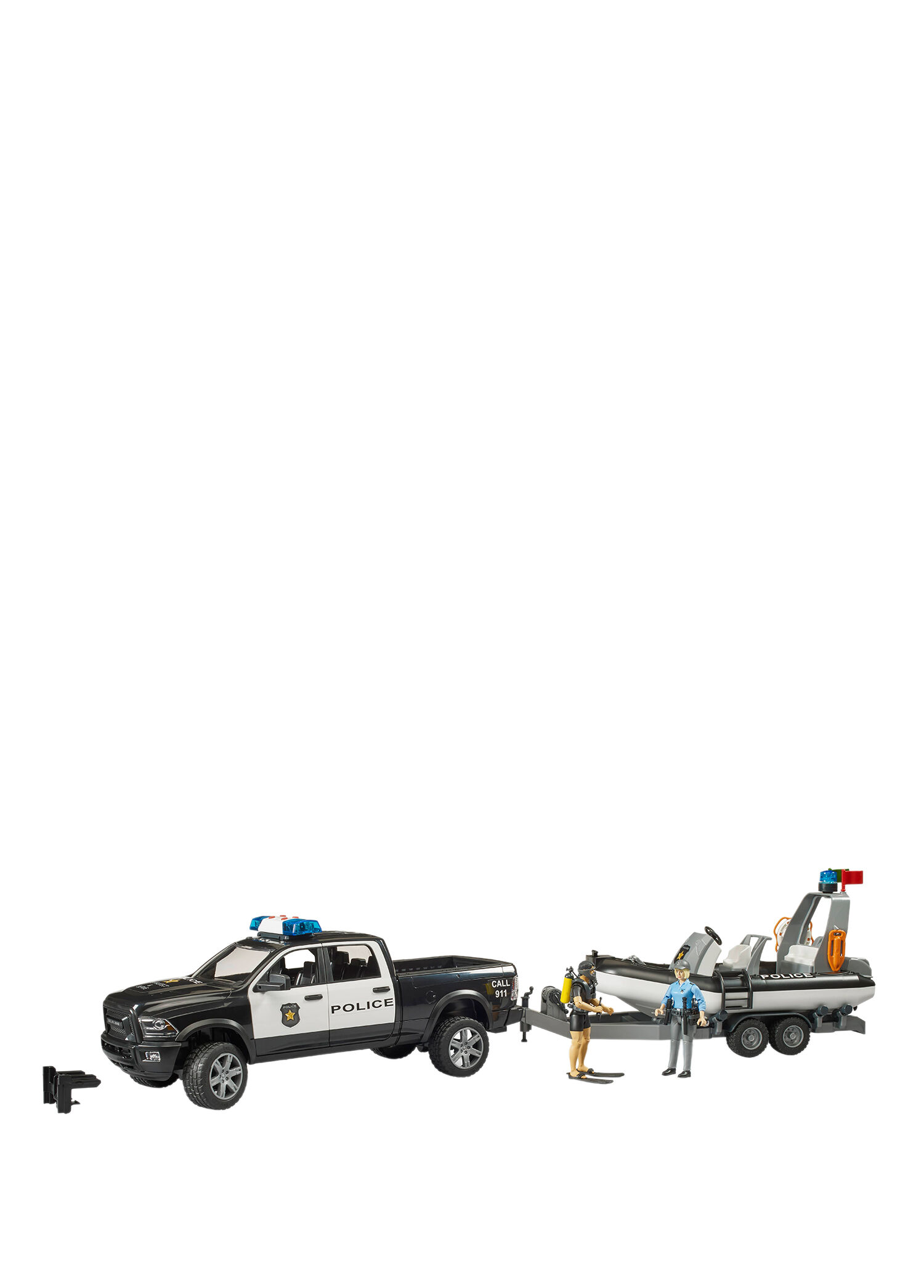 Ram 2500 Oyuncak Polis Aracı Römork Zodyak 2 Figür ve Aksesuarlar