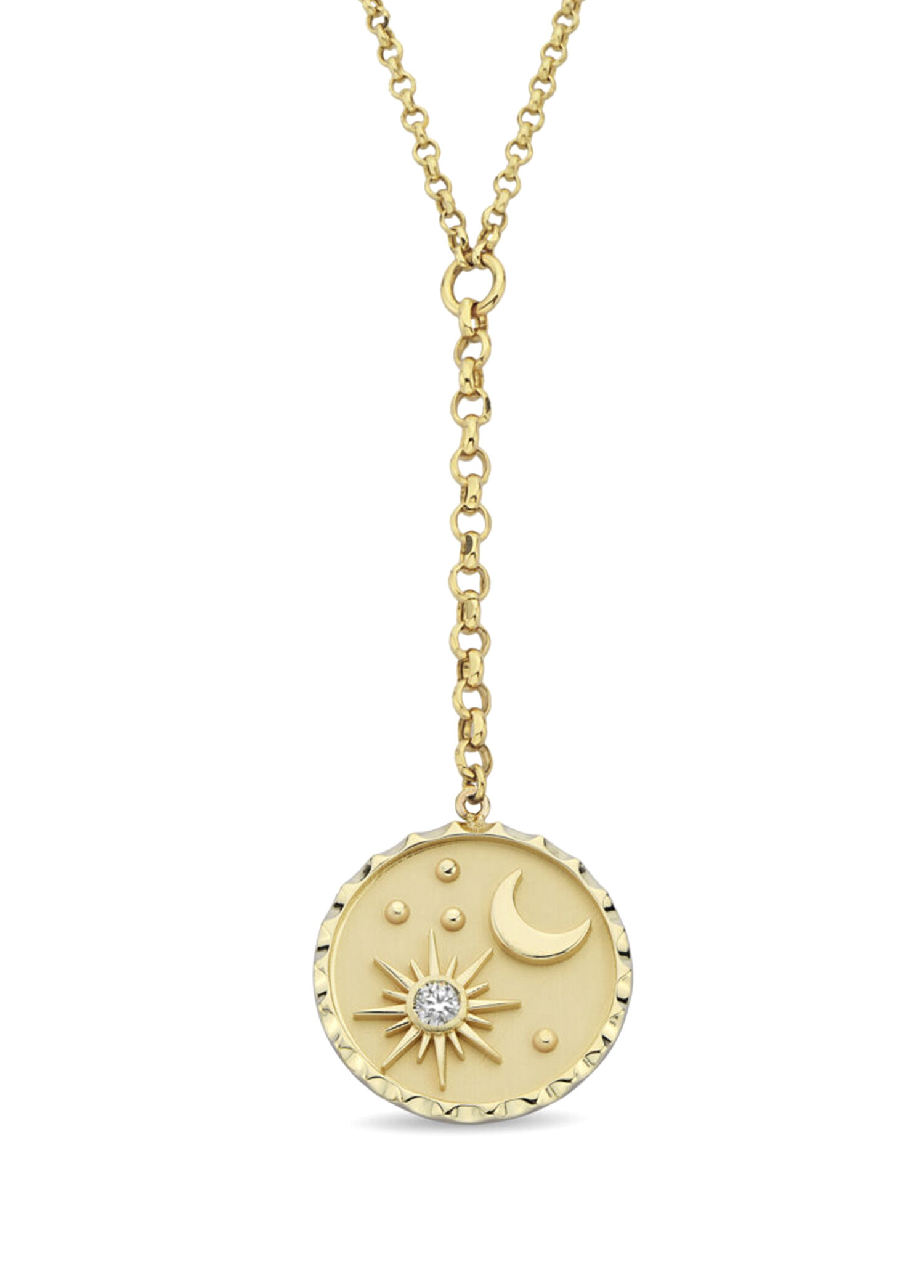 Moon and Sun Pırlanta Taşlı 14 Ayar Altın Kadın Kolye