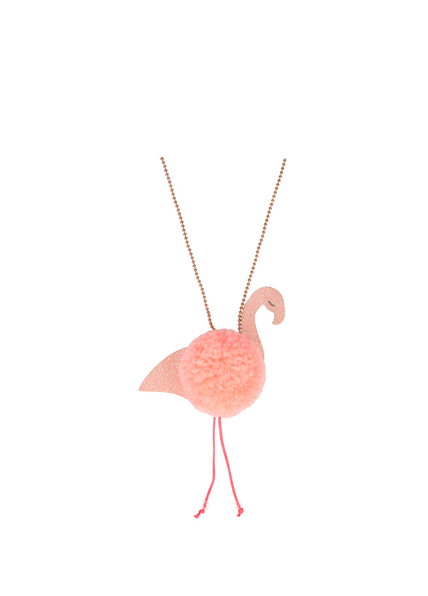 Pembe Flamingo Pom Pom Kolye