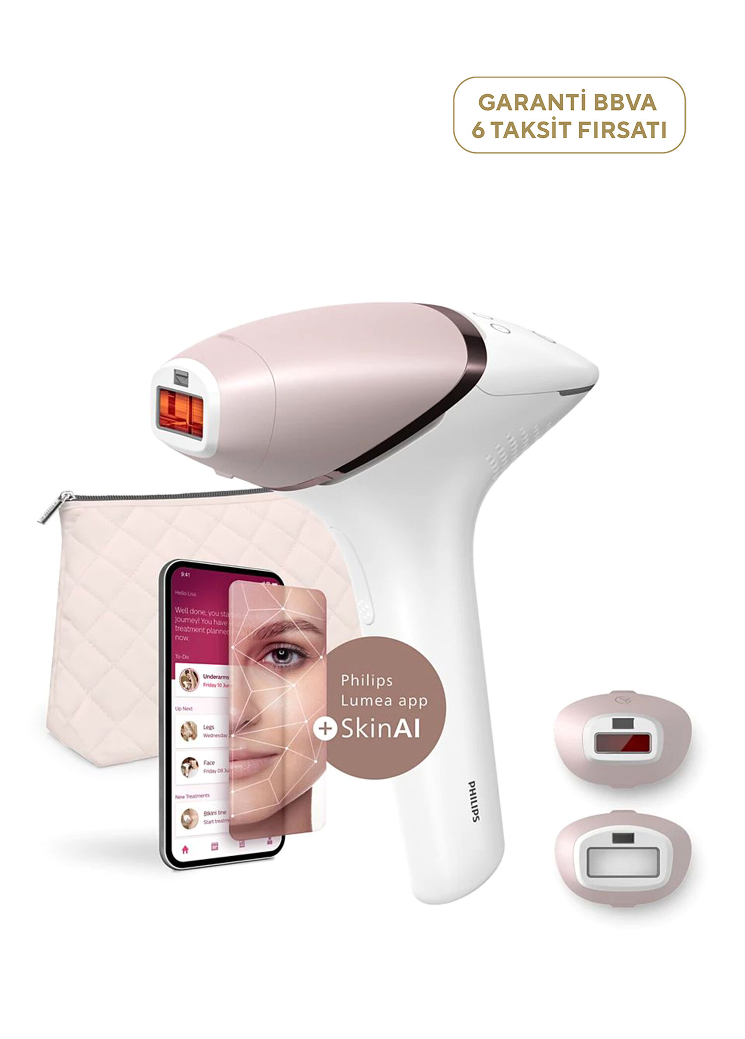 Lumea 9900 Serisi BRI950/02 IPL Lazer Epilasyon Aleti ve Vücut ve Yüz için 2 Başlık + Çanta