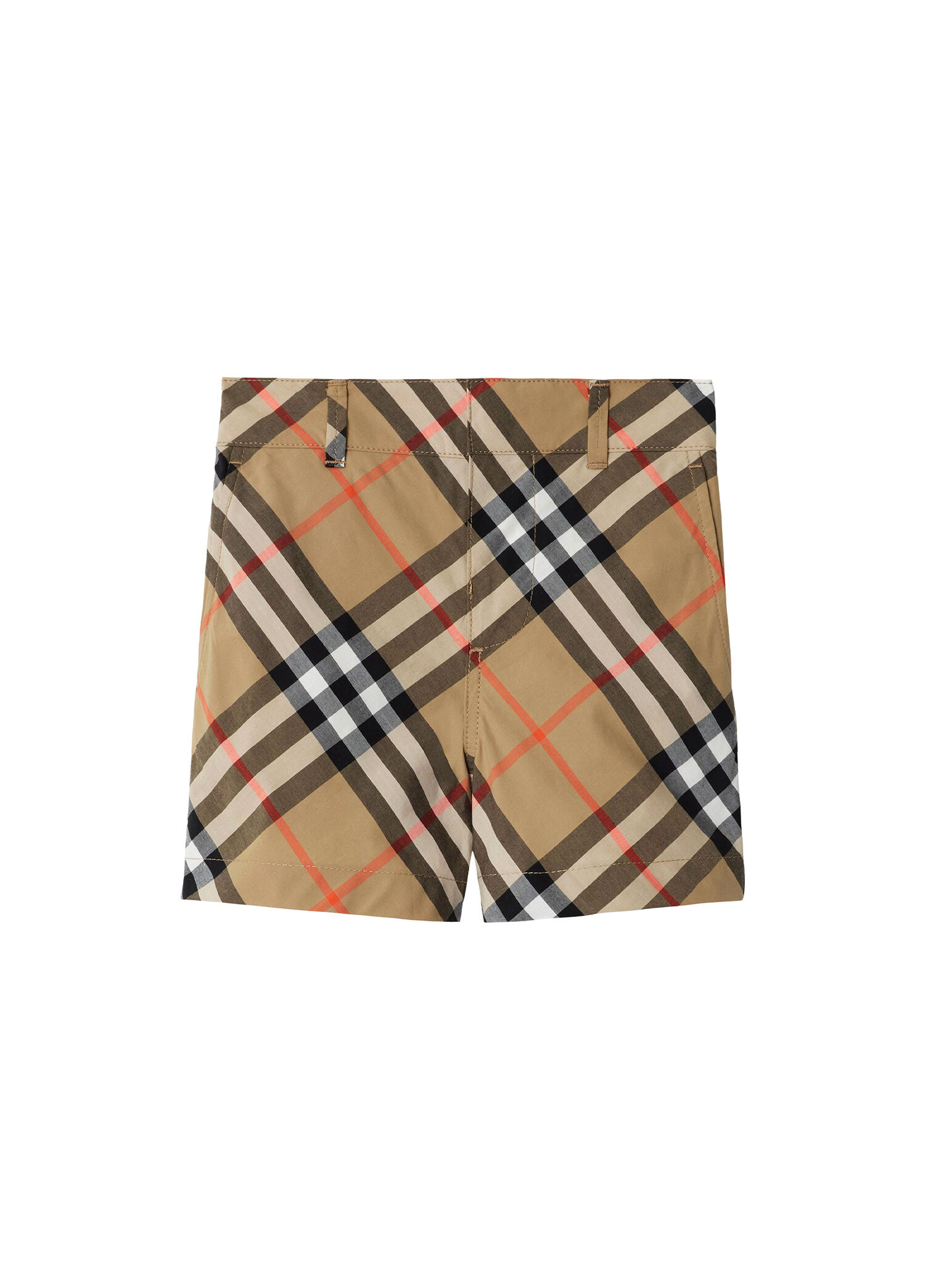 Check Bej Pamuk Unisex Çocuk Şort