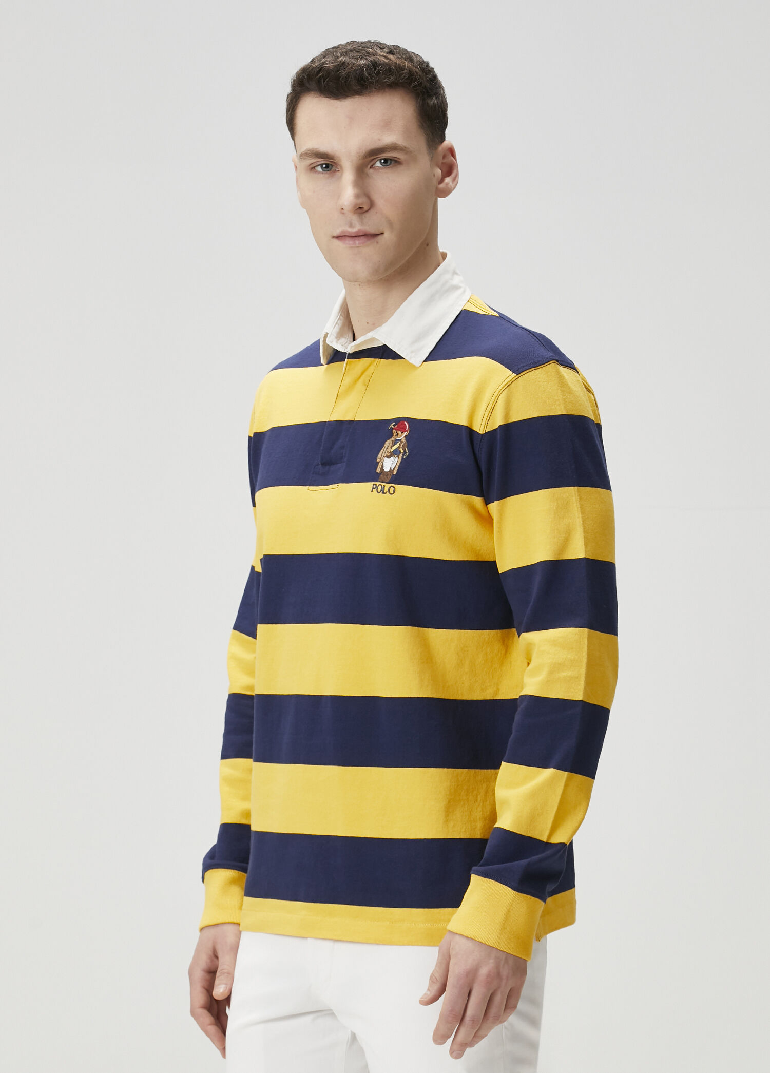 Polo Ralph Lauren Mavi Erkek Sarı Mavi Polo Yaka Çizgili