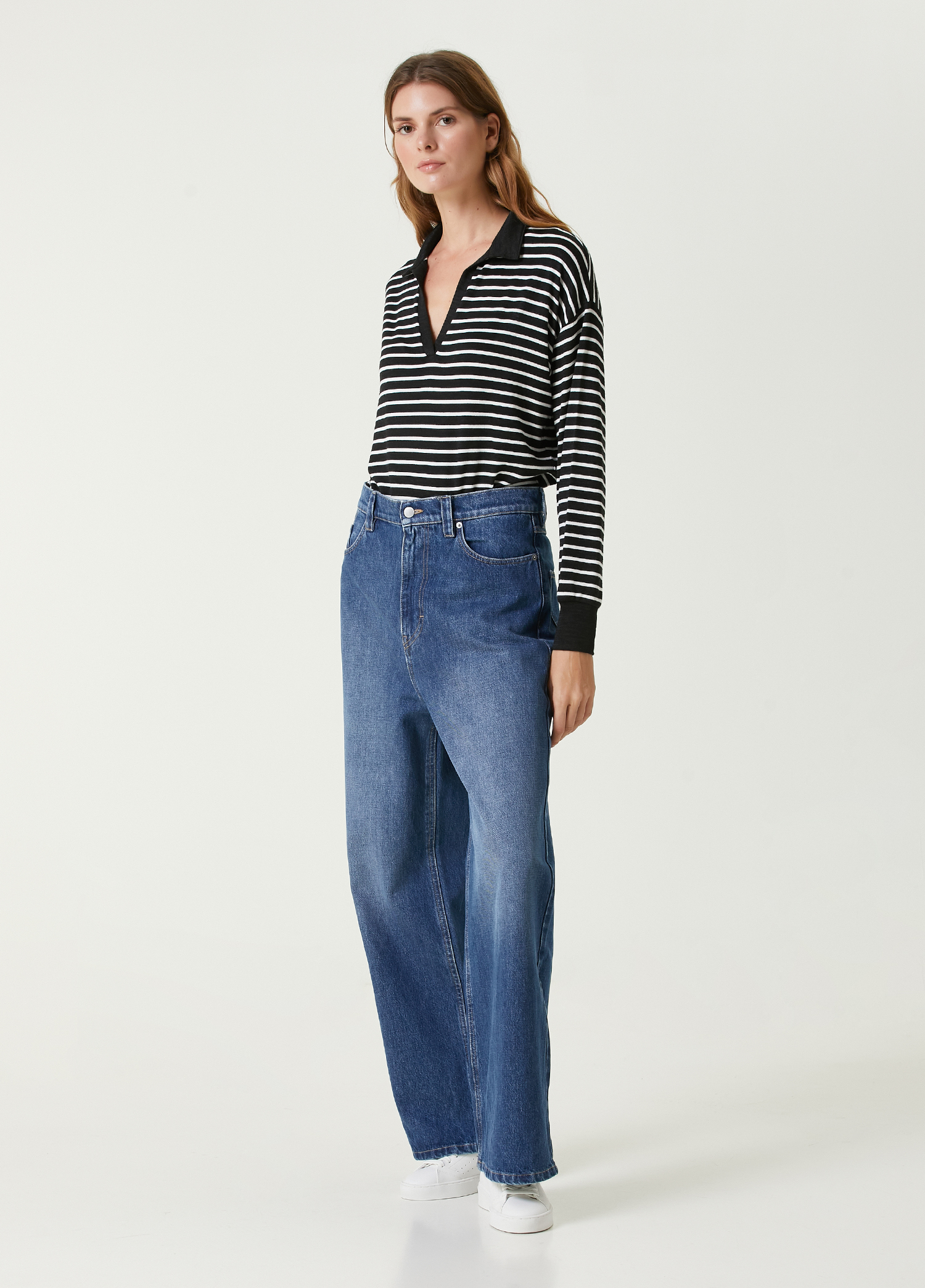 Clara Mavi Wide Leg Jean Pantolon